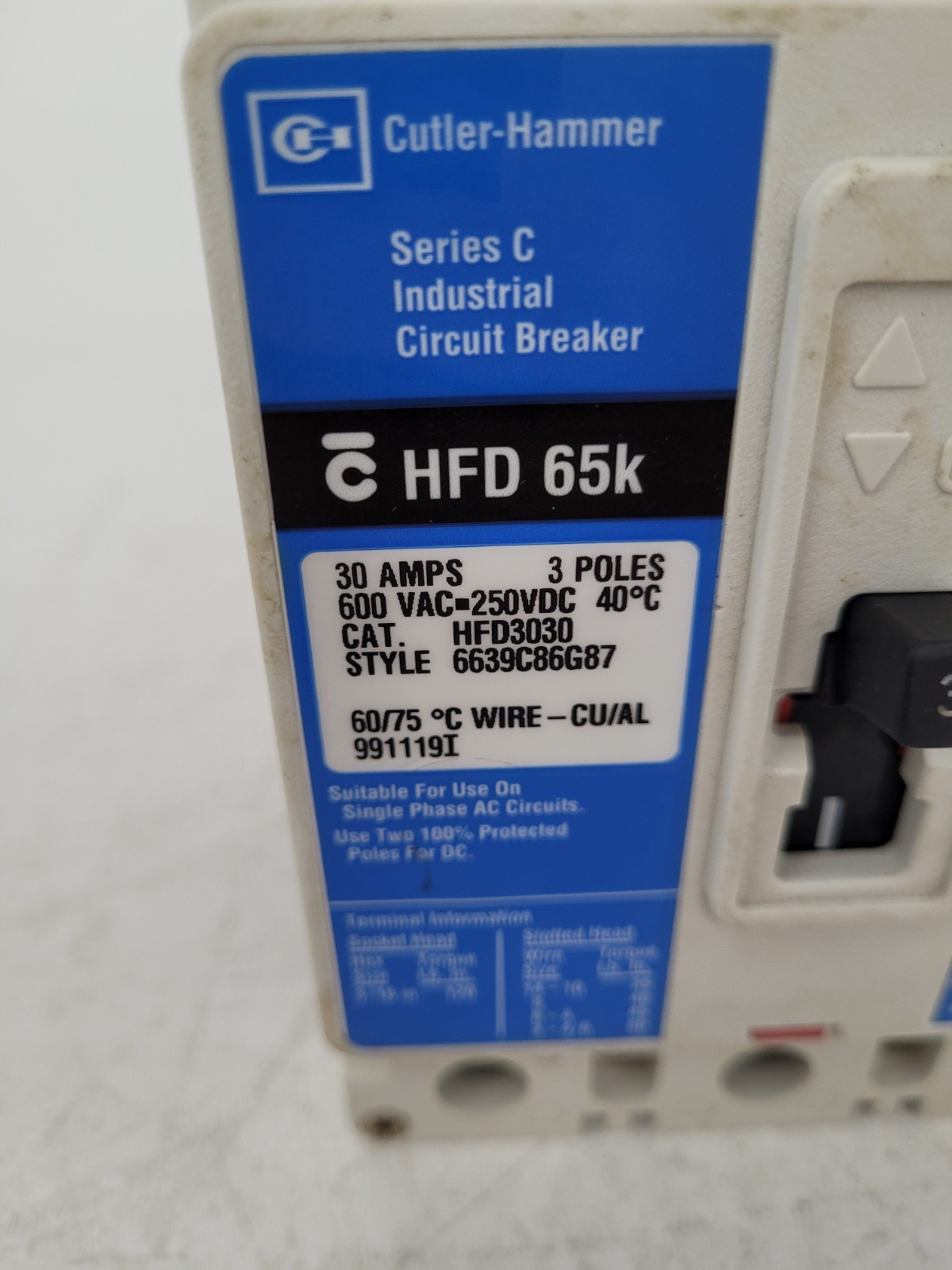 HFD3030 Cutler-Hammer 30 Amp 600VAC Circuit Breaker – Next Day Option
