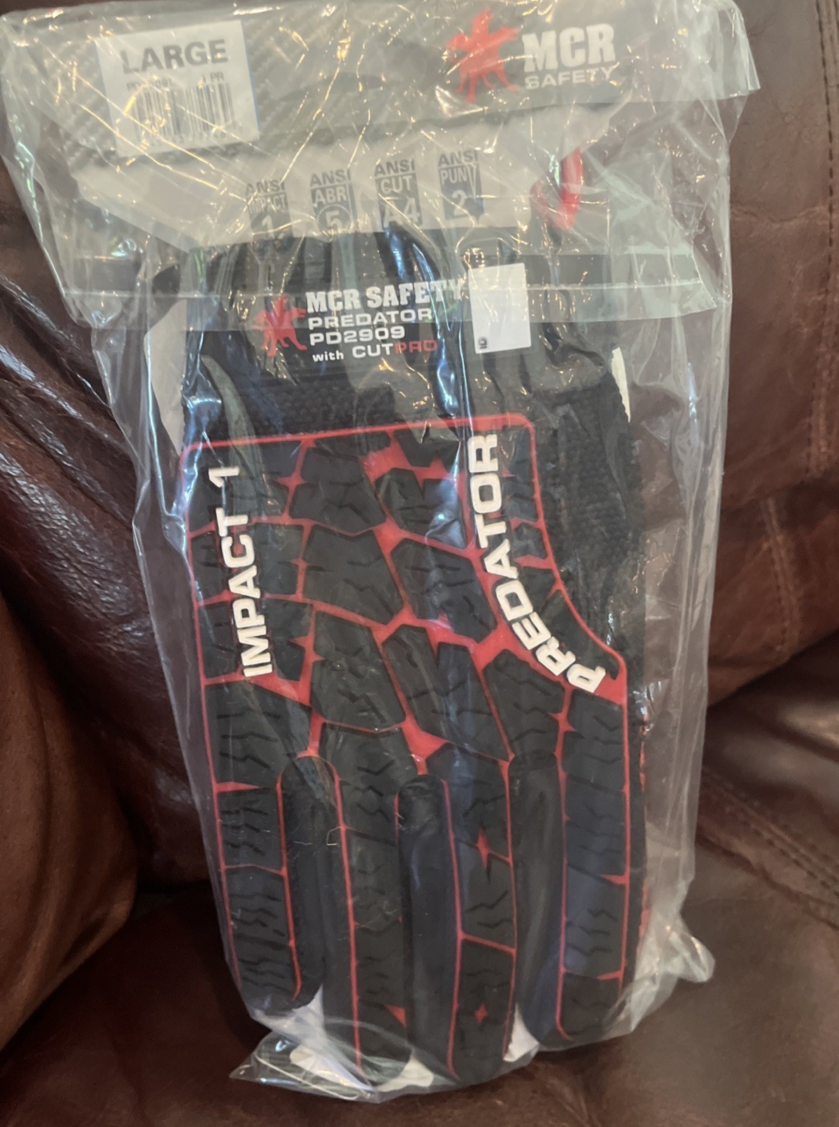 Mcr Safety Pd2909 L Predator ANSI A4, Synthetic Leather Palm New Sealed