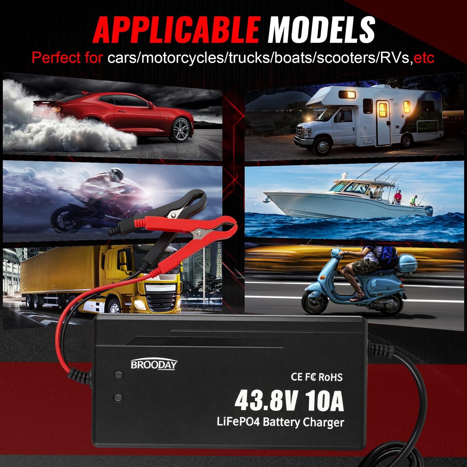 36V 10A LiFePO4 Battery Charger, 43.8V Lithium Battery Charger, Fast Charging…