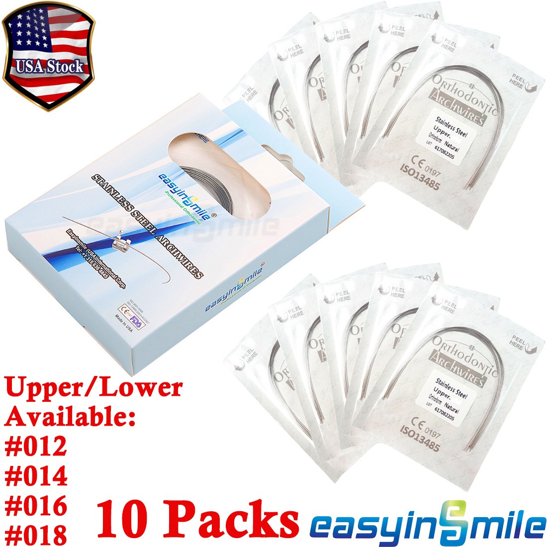 10Pack Dental Orthodontic Stainless Steel Arch Wire Ovoid Upper/Lower Teeth Wire