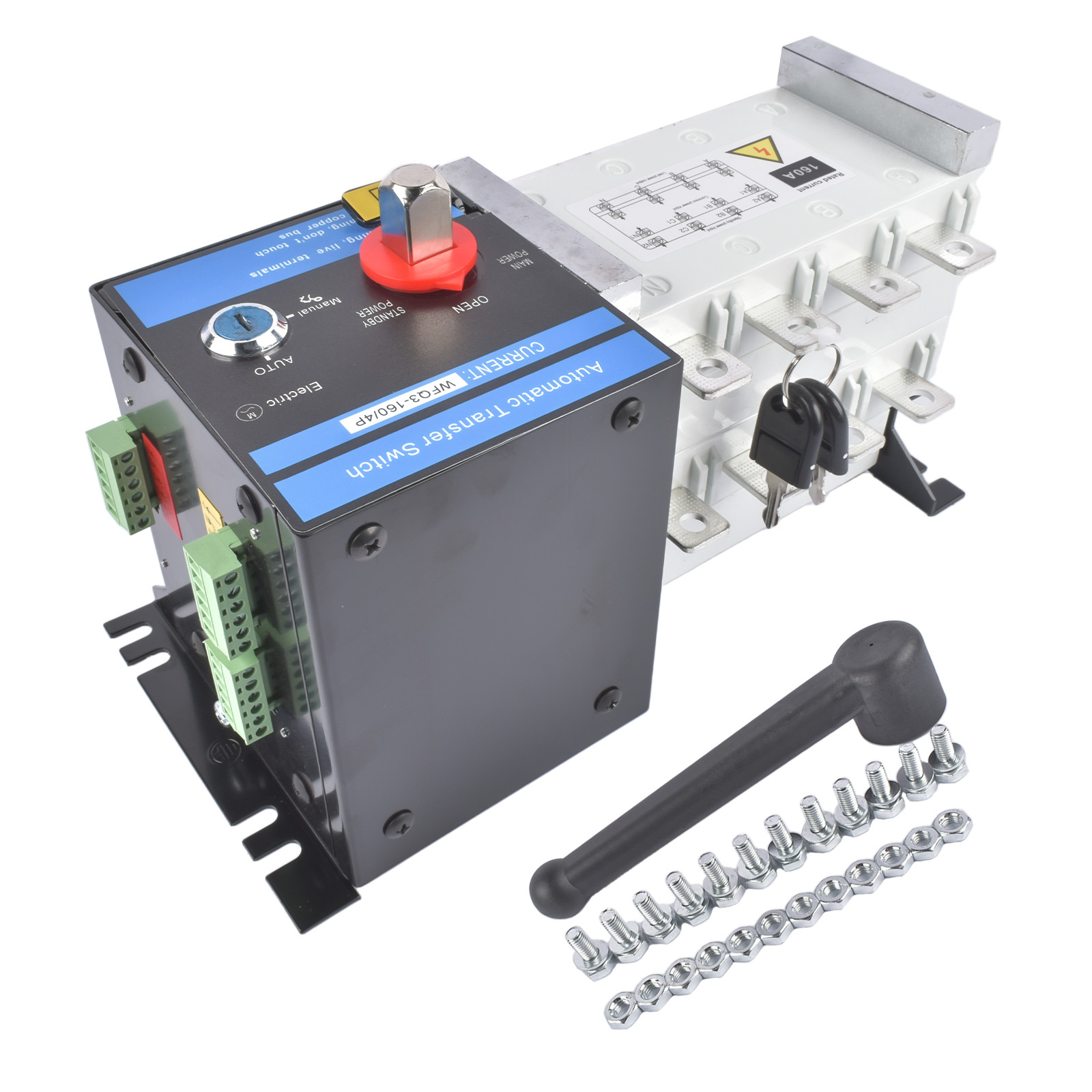 Industrial Automatic Transfer Switch 4P 160A 110V / 220V Auto or Manual Mode