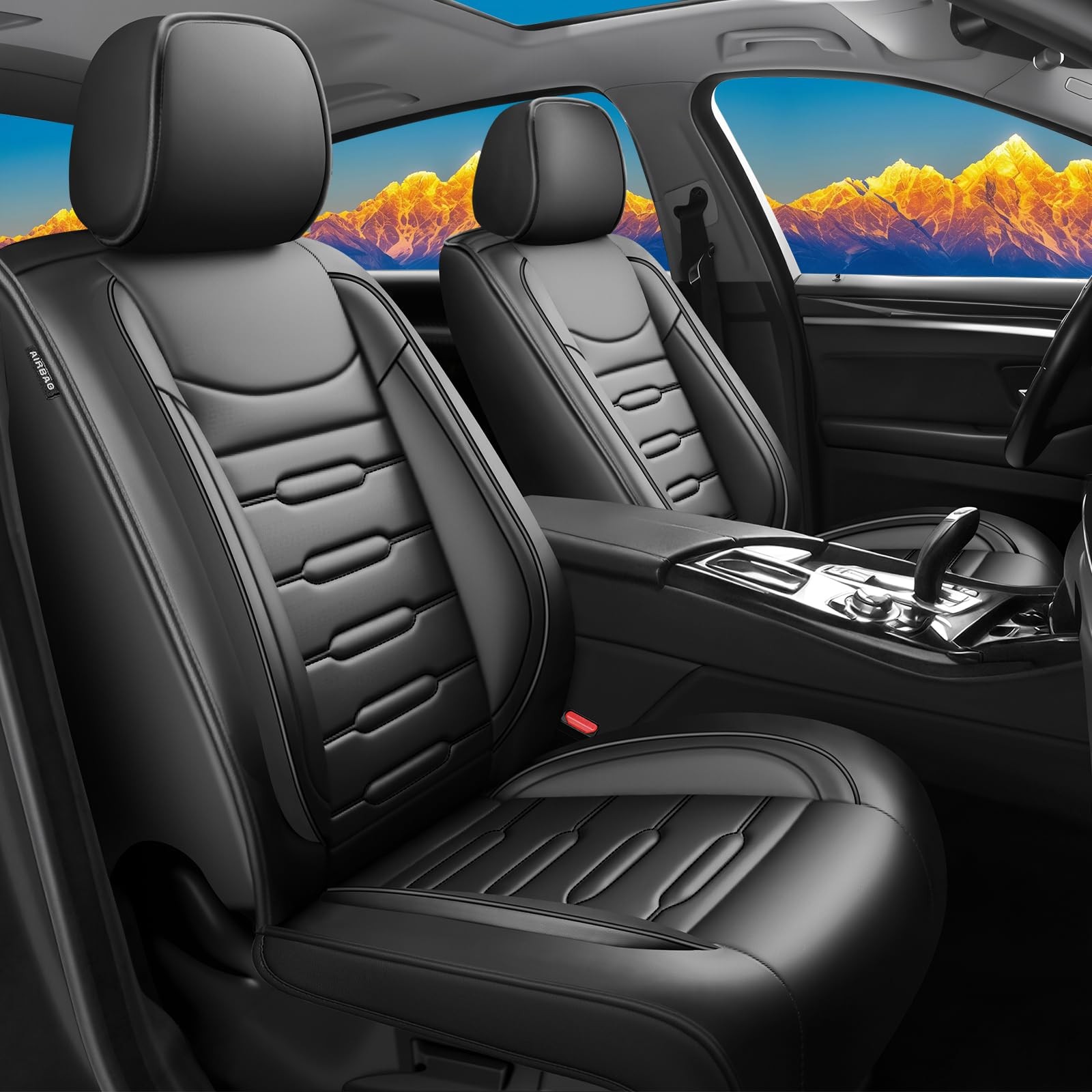 Car Seat Covers Malibu 2009-2026 Waterproof Leather Airbag All-Weather Black