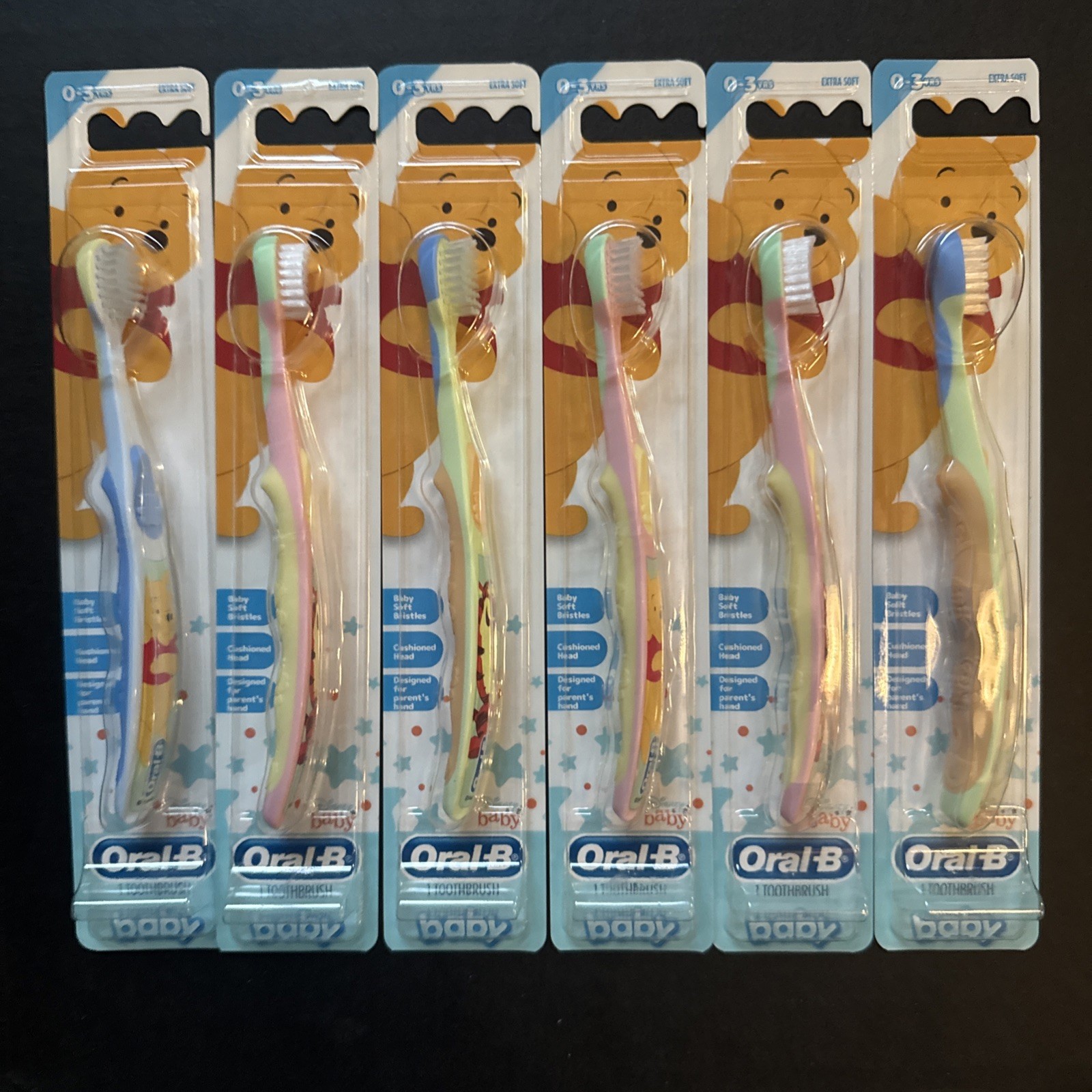 Oral-B Disney Winnie the Pooh toothbrushes, 0-3 years, 6 per box