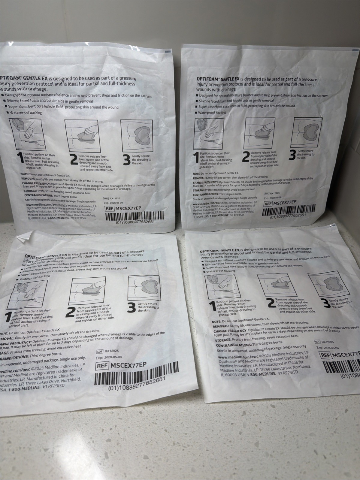 Medline Optifoam Gentle EX Silicone Faced Foam Dressing 7×7 Sacral (4 dressings)