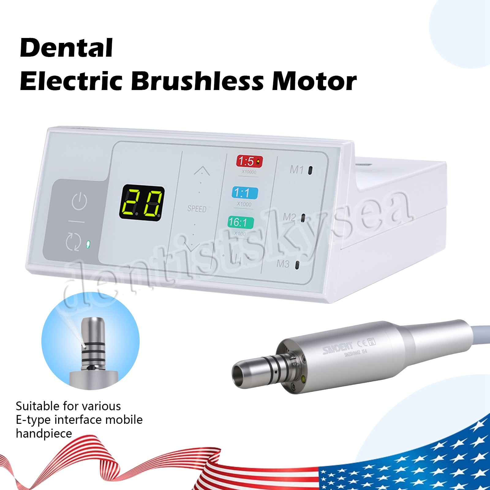 SANDENT Brushless LED Electric Micro Motor/1:5 Increasing Fiber Handpiece