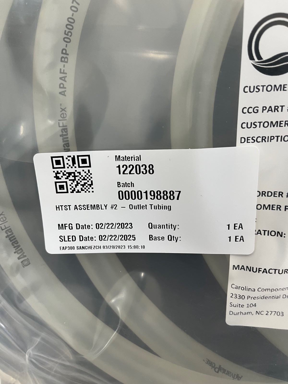 THERMO FISHER / HTST ASSEMBLY #2 – OUTLET TUBING / REF 122038 / EXP. 02/2025