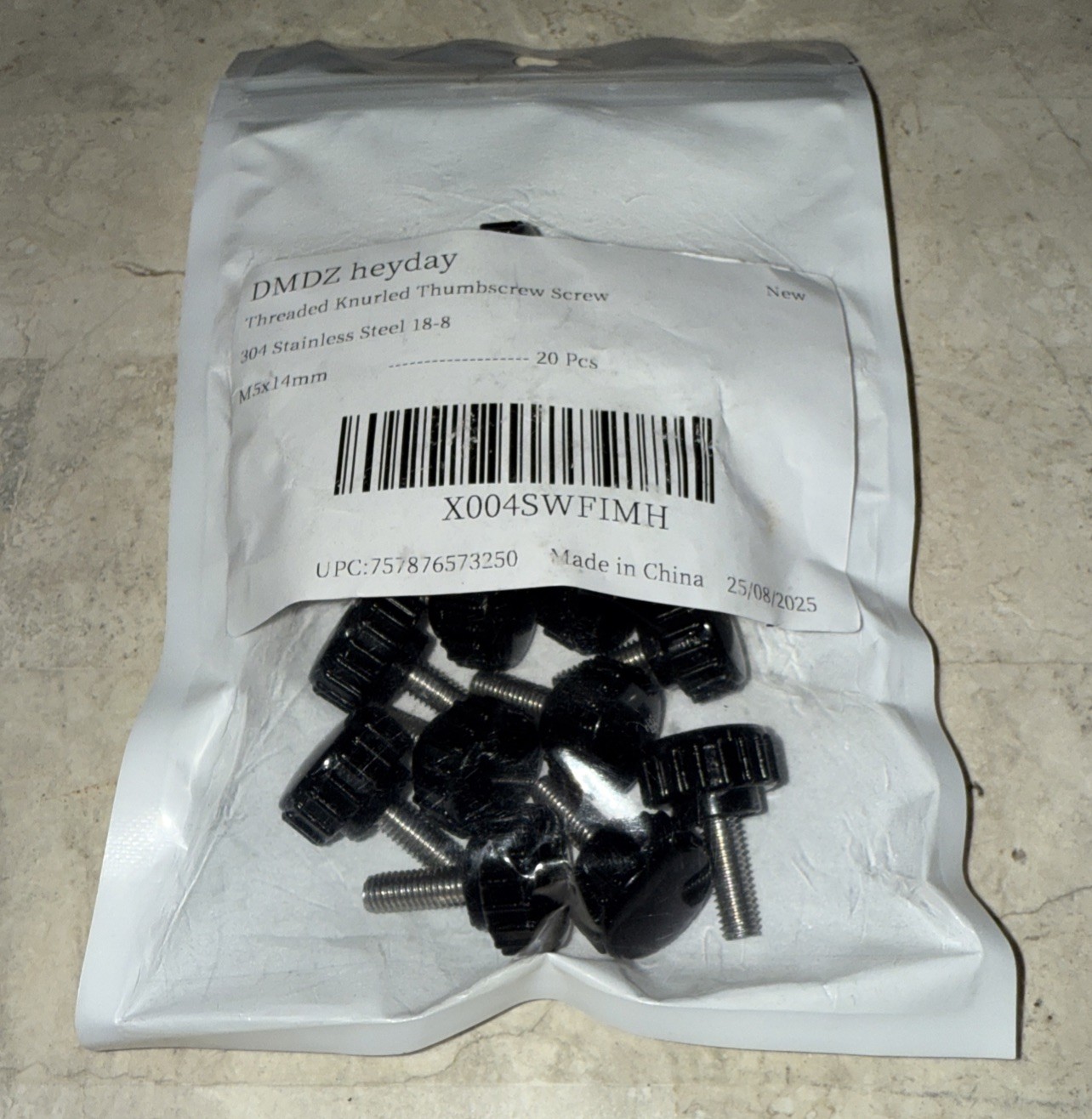 20 Pack of M5 x 14mm Threaded Stainless Steel Knurled Thumb Screws 20 Pieces NEW