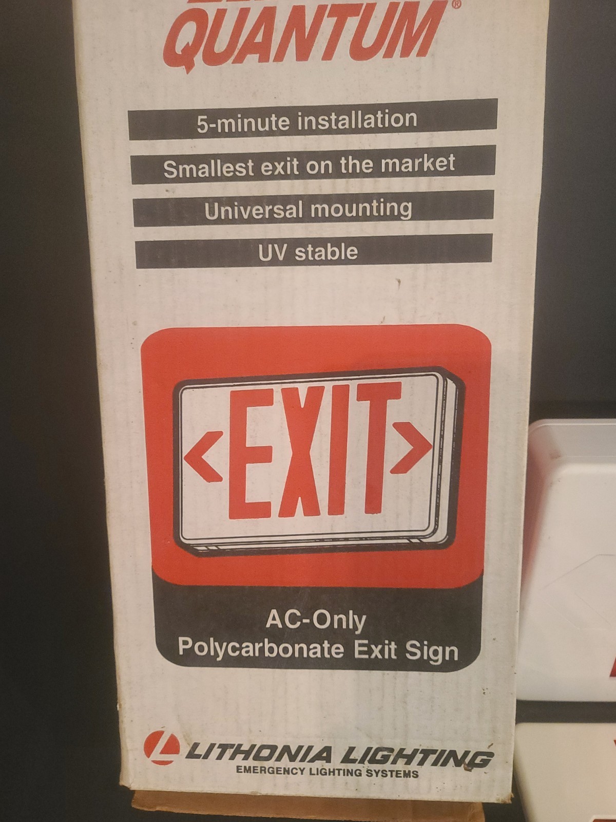 Lithonia Lighting Hardwire RED OR GREEN Emergency EXIT Sign QMSW 3 R /G 120 Volt