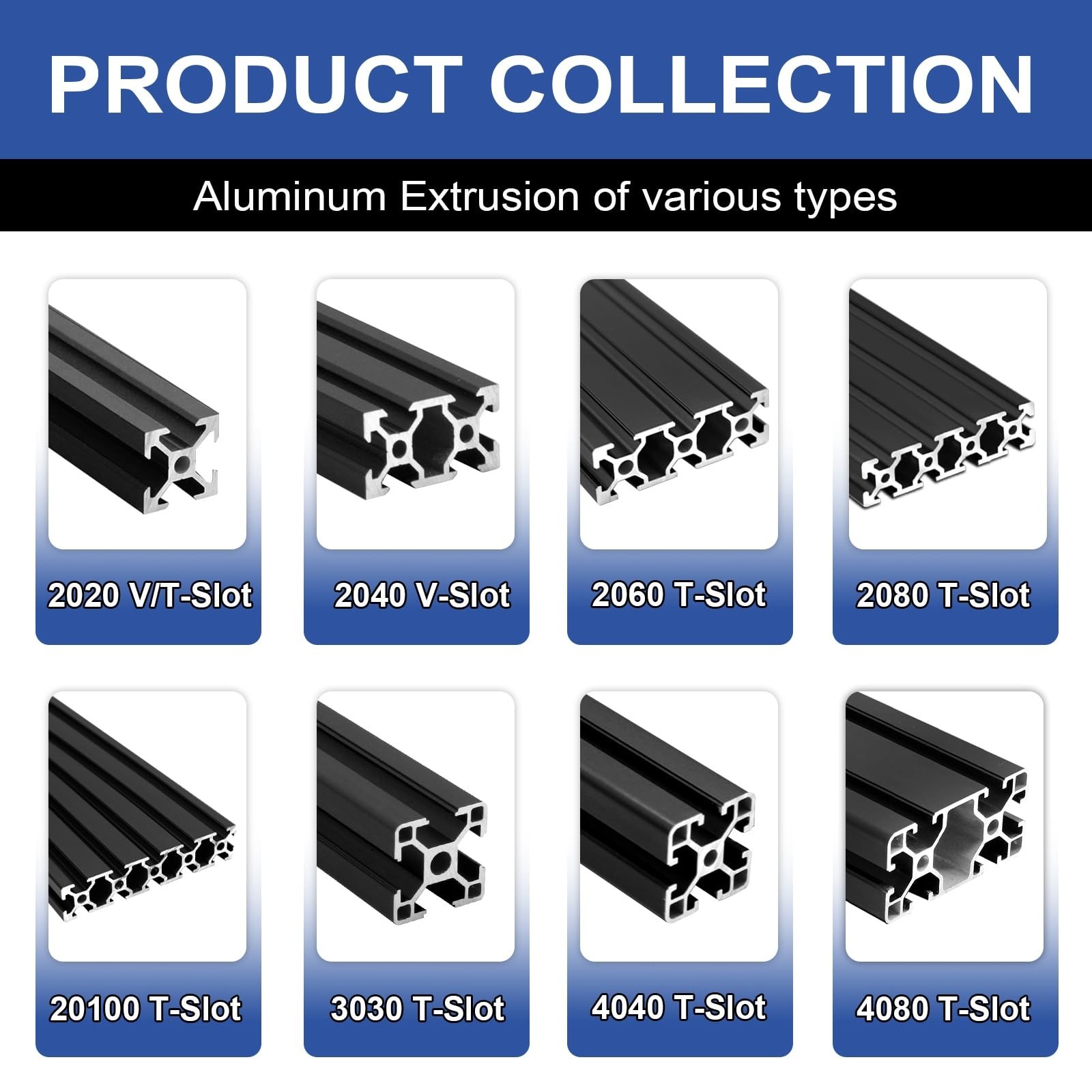 4Pack 2020 Aluminum Extrusion T-Slot 1220mm 48 inch Black Extruded Aluminum P…