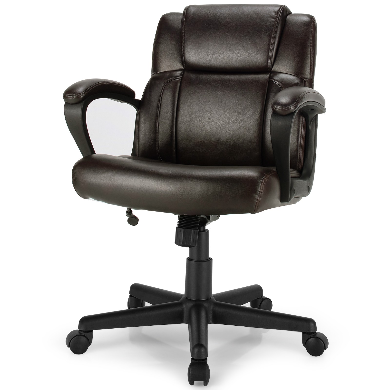 Costway Executive Leather Office Chair Adjustable Computer Desk Chair w/ Armrest