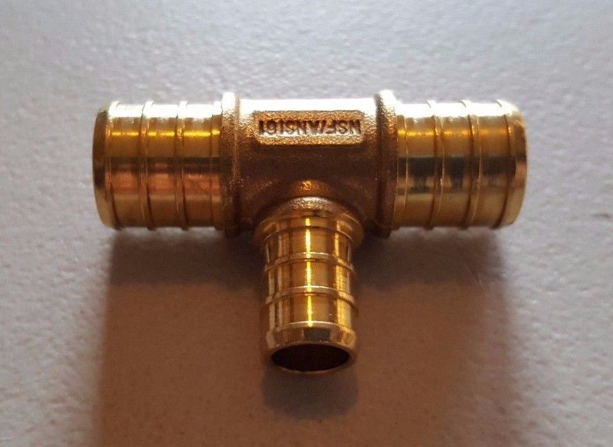 100 PIECES 3/4″ X 3/4″ X 1/2″ PEX TEE BRASS CRIMP FITTINGS ( LEAD FREE )