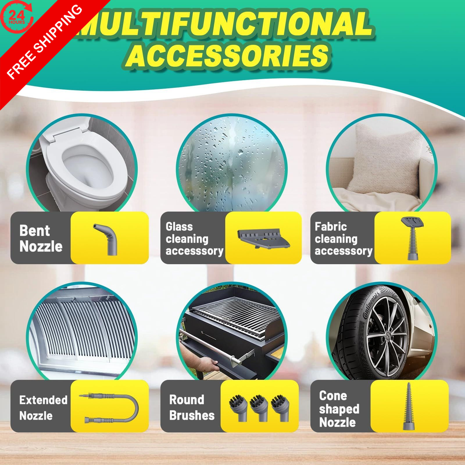 Multi-Surface Handheld Pressurized Steam Cleaner with 13 PCS LARGE, White