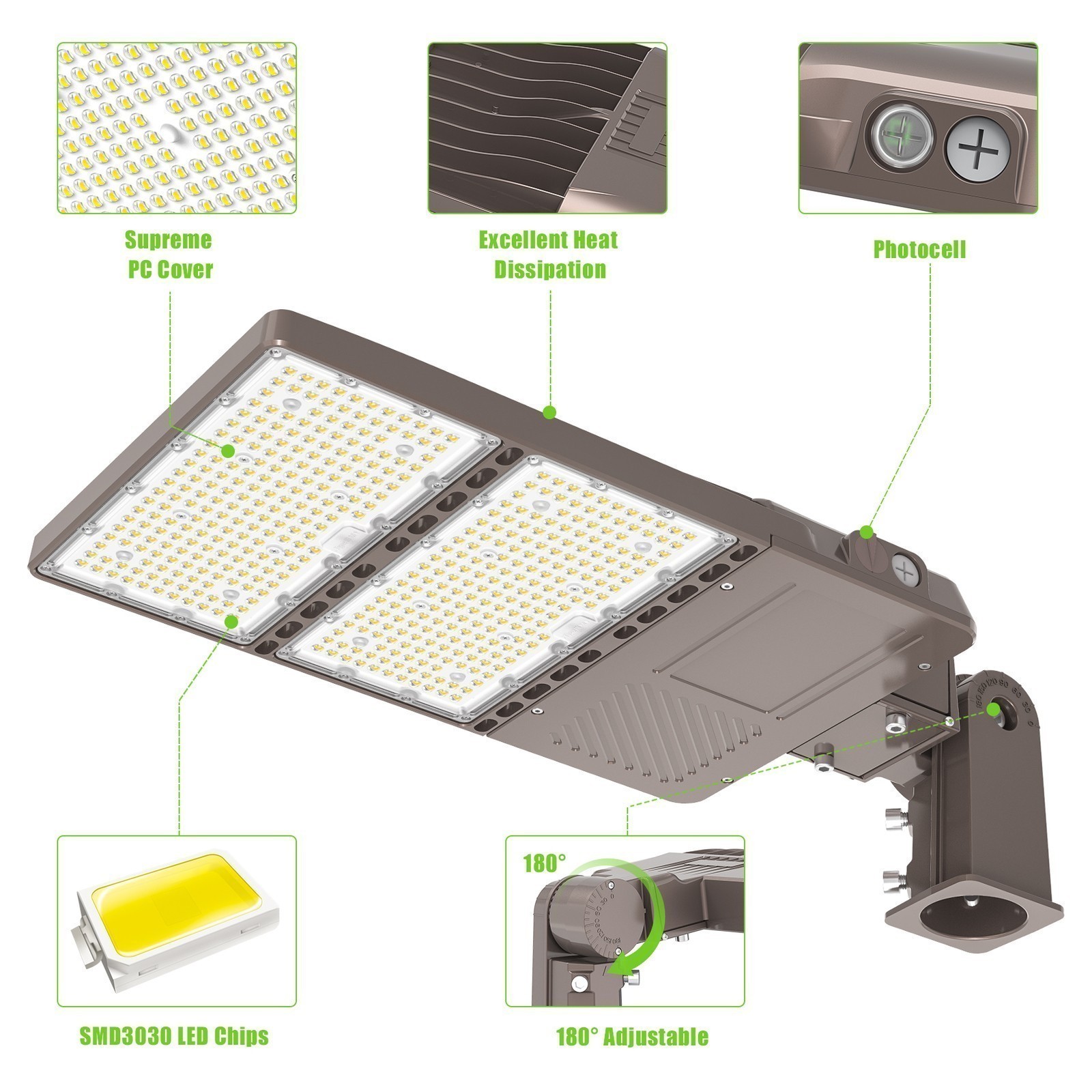 320W LED Parking Lot Lights Adjustable Slip Fit Outdoor Commercial Stadium Light