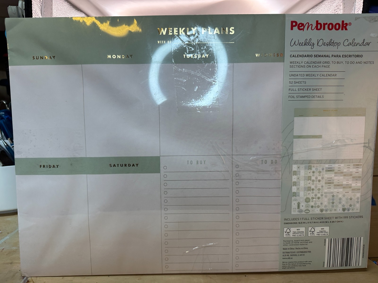Pembrook Weekly Desk Pad 52 Tear-off Sheets Planner with Stickers NEW
