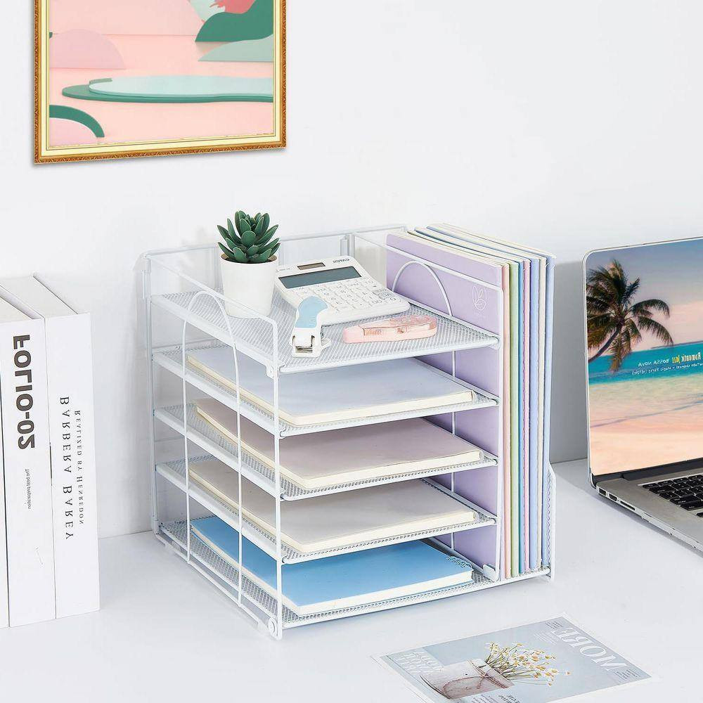 White 12.2 In. X 11 In. Metal Desk Organizers with File Holder