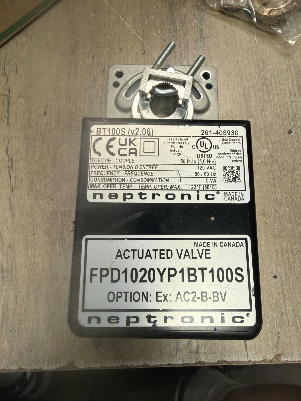 Neptronic Actuator BT100S 50 in.lb. (5.6 Nm) UNTESTED READ