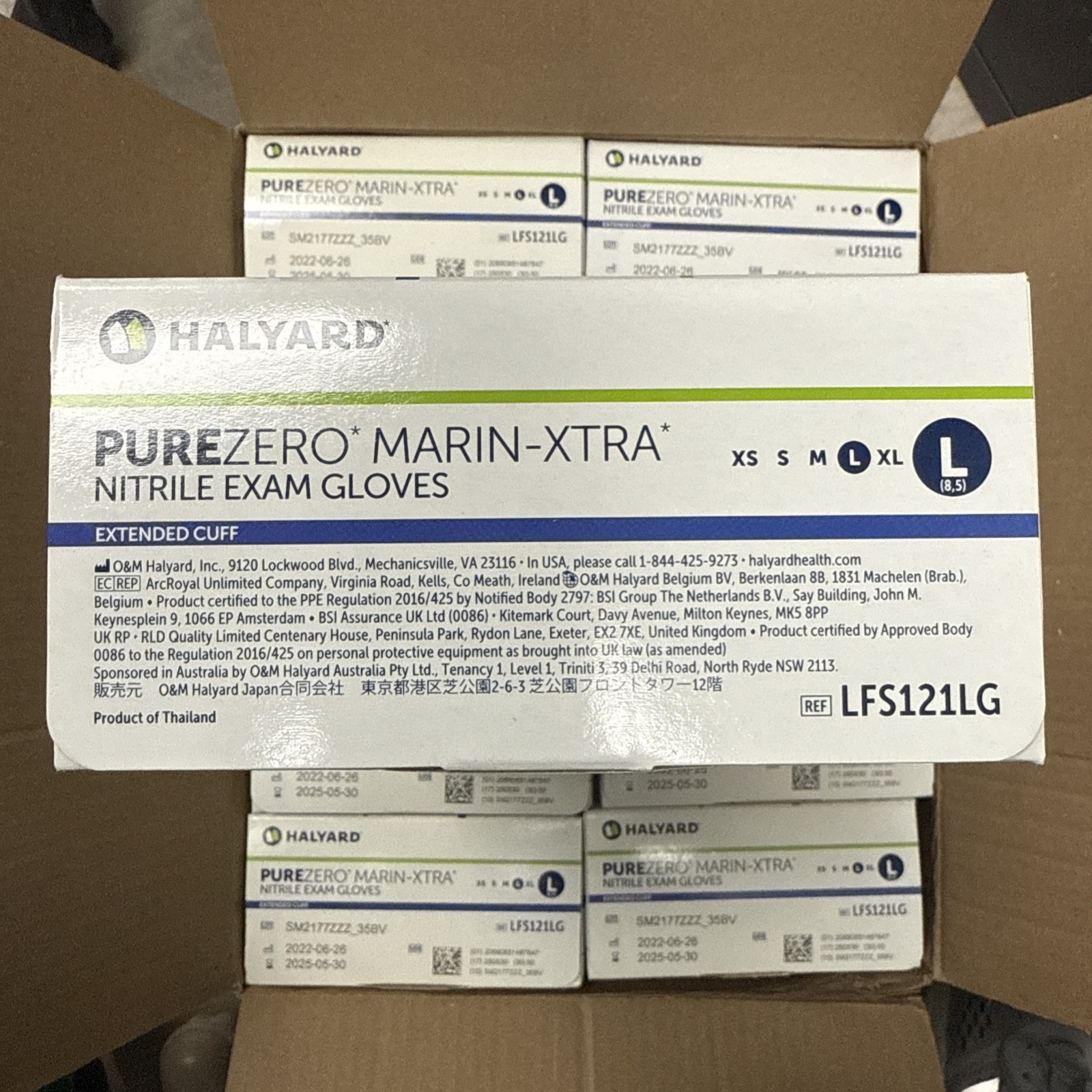 Halyard PureZero Nitrile Gloves LFS121LG Size: Large Case Of 10 Boxes (50 each)