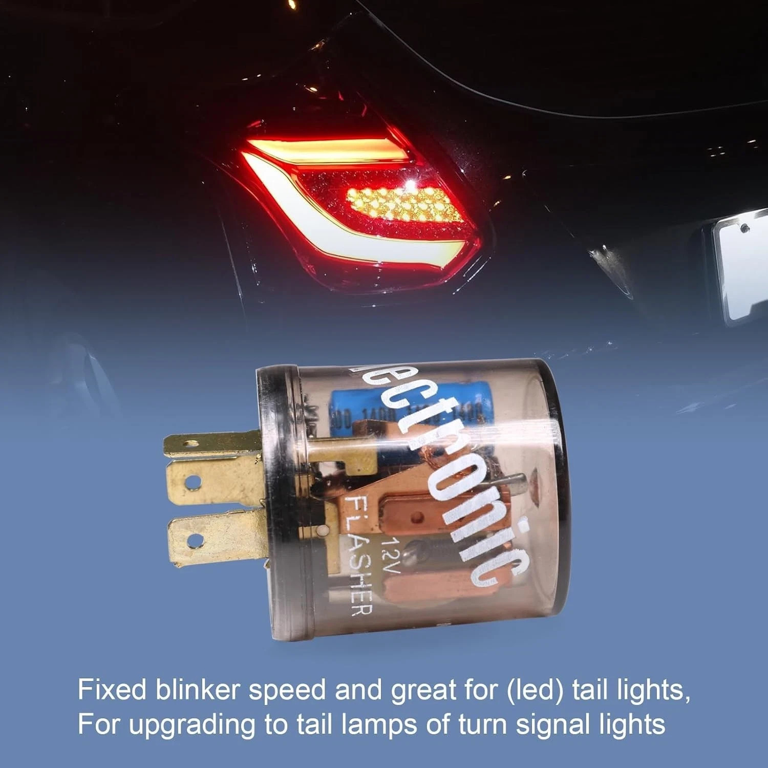 Heavy Duty 3-Pin 12V Electronic Turn Signal Flasher for LED & Incandescent Bulbs
