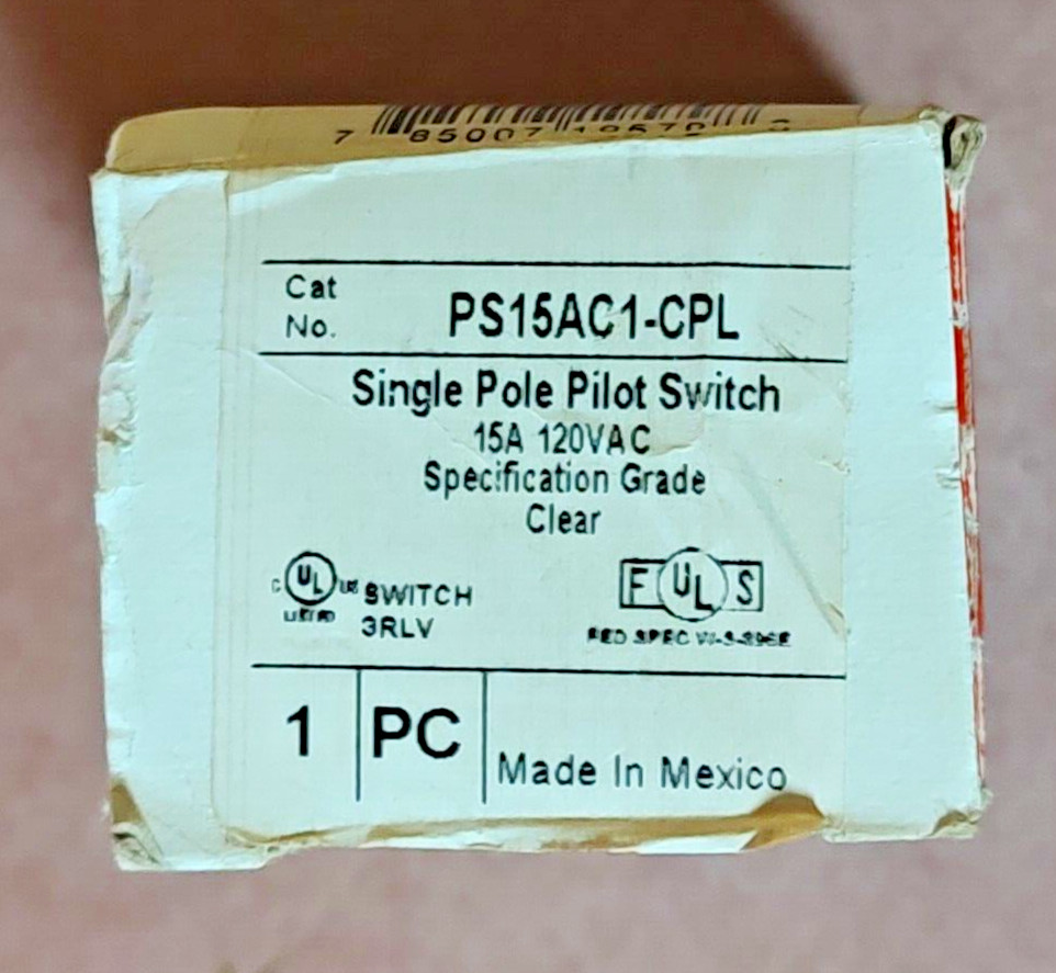 PASS & SEYMOUR PS15AC1-CPL LEGRAND Single Pole Pilot Switch 15A 120VAC