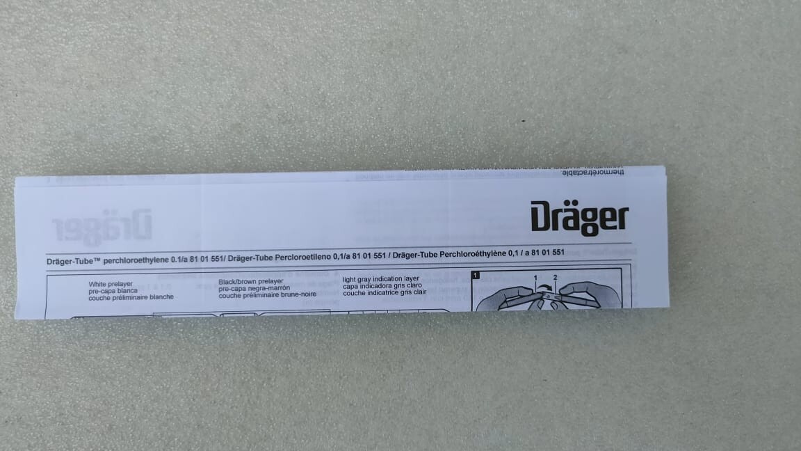 DRAGER PERCHLOROETHYLENE 1/A 0.1…4 PPM 8101551 GAS DETECTION TUBE EXP-01/2026