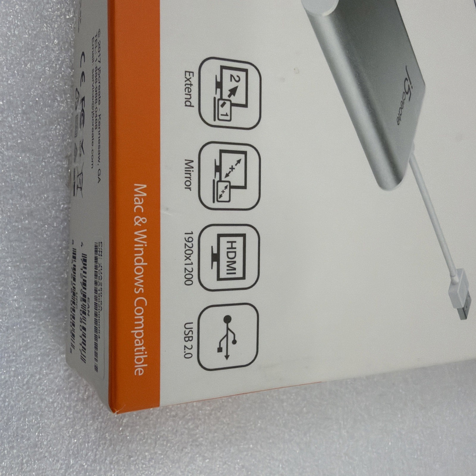 j5CREATE HDMI USB DISPLAY ADAPTER JUA250 USB2.0 HDMI MAC & WINDOWS
