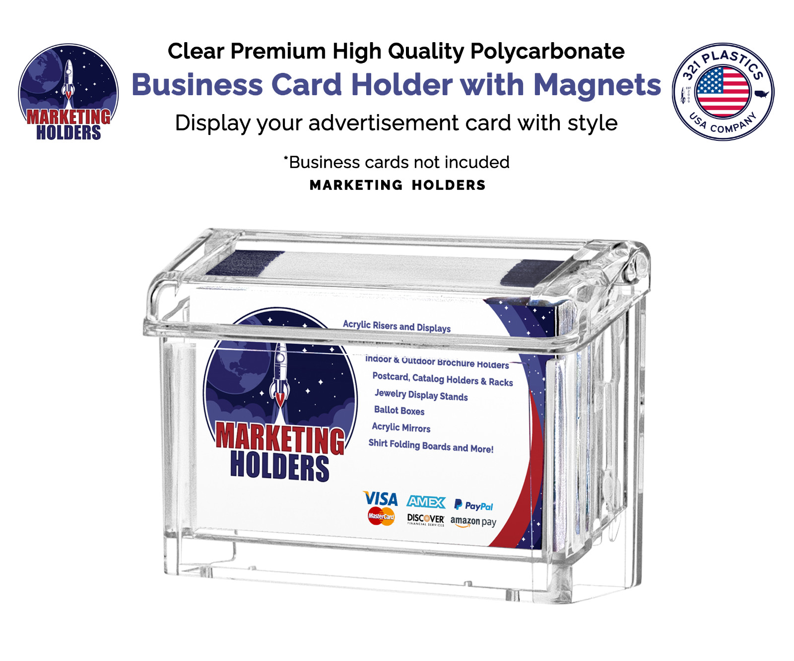 Magnetic Vehicle Business Card Holder for Car Van Truck Auto Mobile Clear