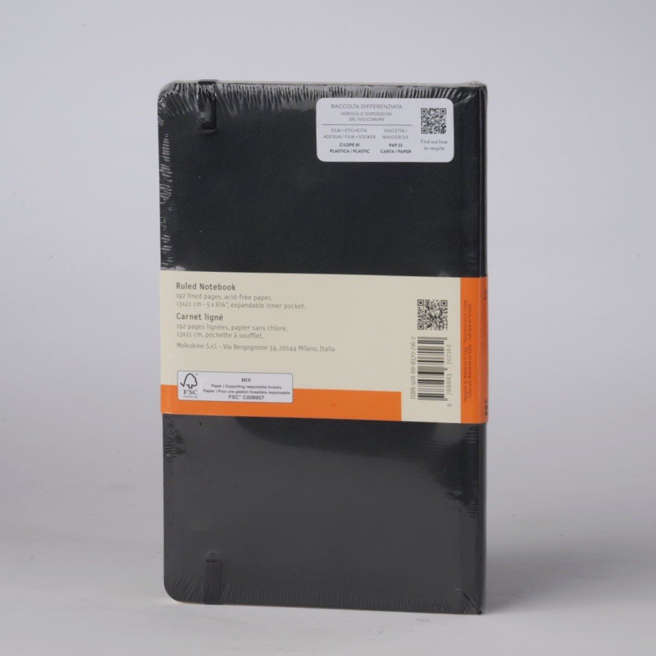 MOLESKINE Notebook Classic Soft Cover LINED Notebook 192 Pages 5” x 8-1/4” BLACK