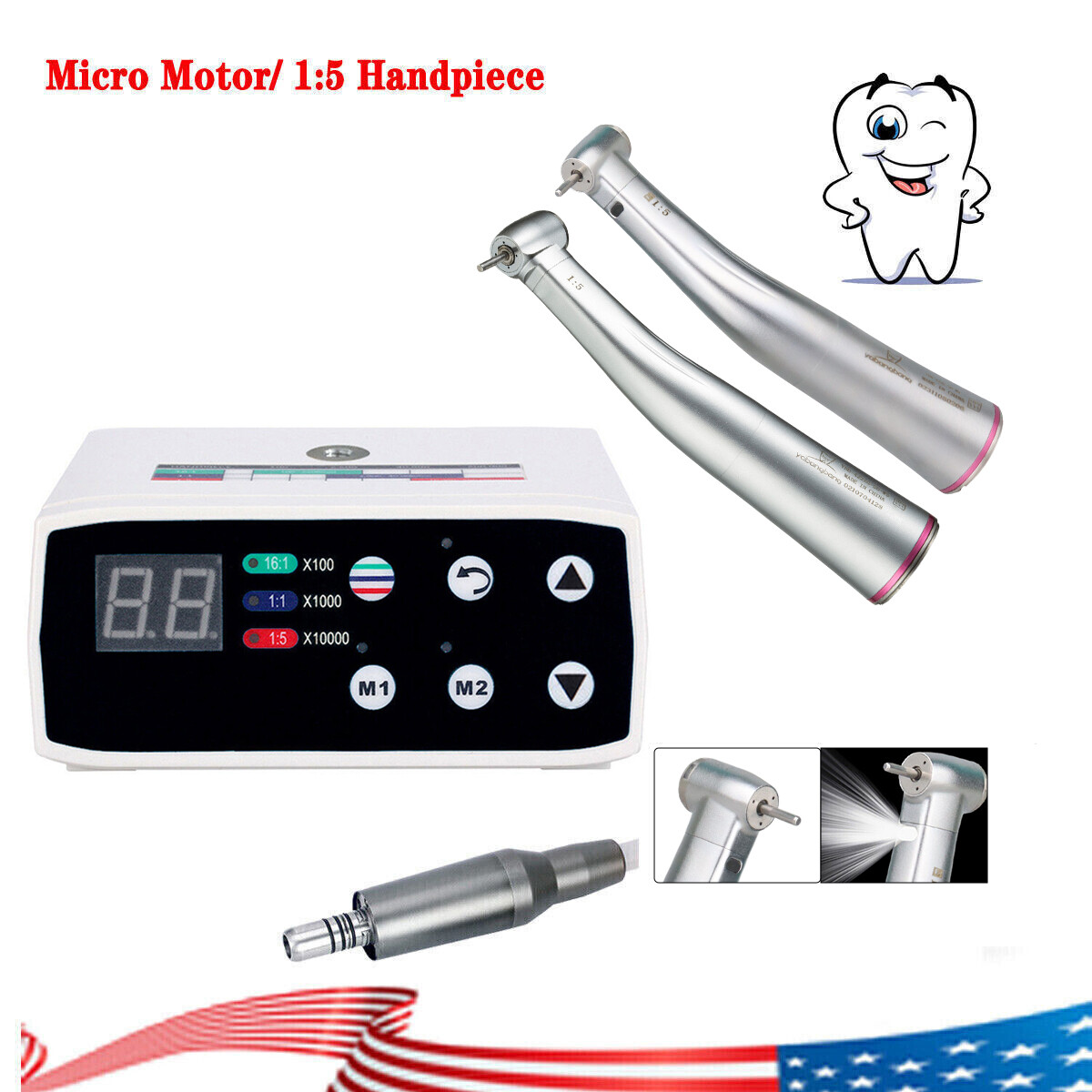 NSK Style Dental Brushless Electric Micro Motor 1:1/1:5 Increasing Handpiece ty