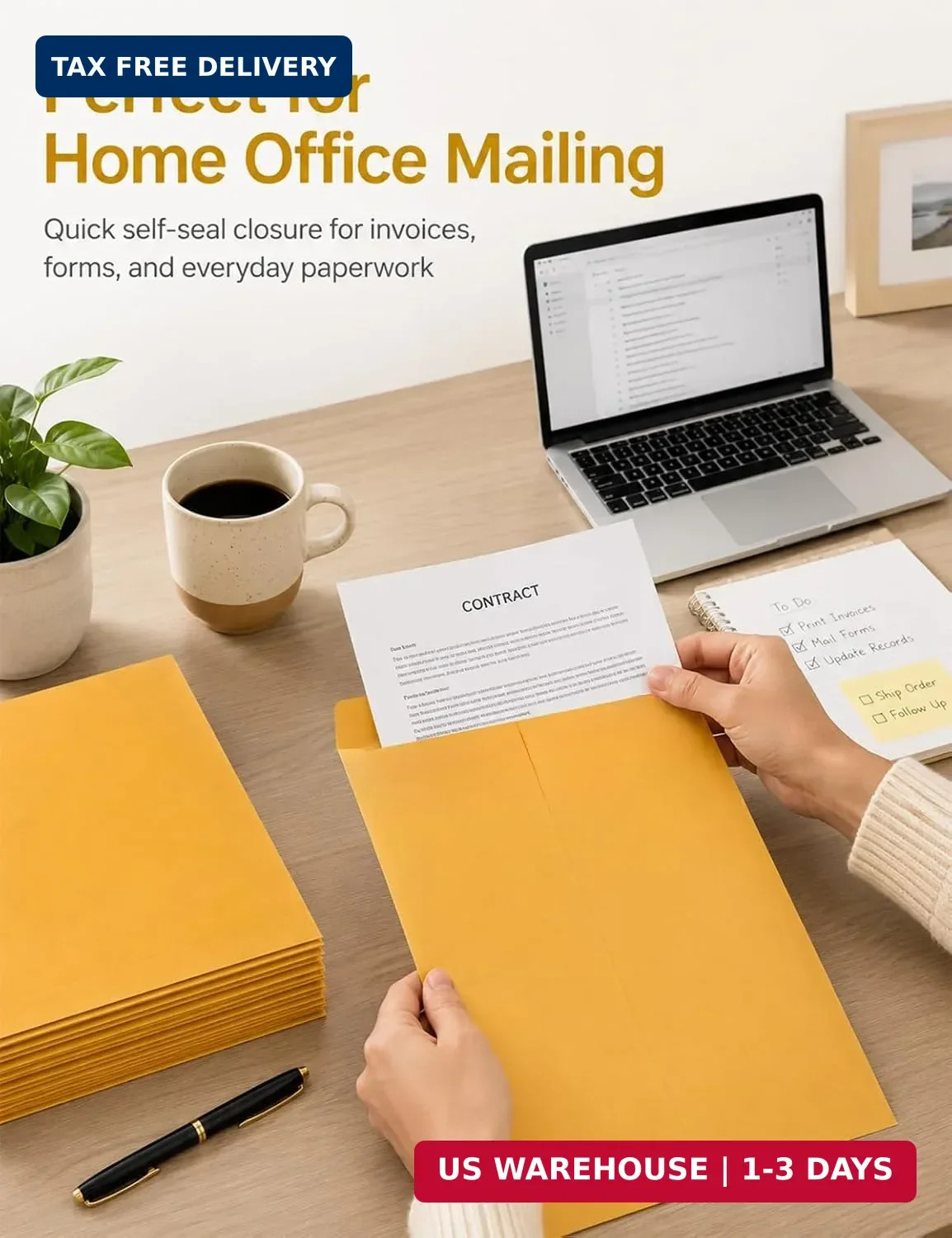 9×12 Manilla Envelopes Self Seal, 20 Pack – 100 GSM Heavyweight Brown Kraft Larg