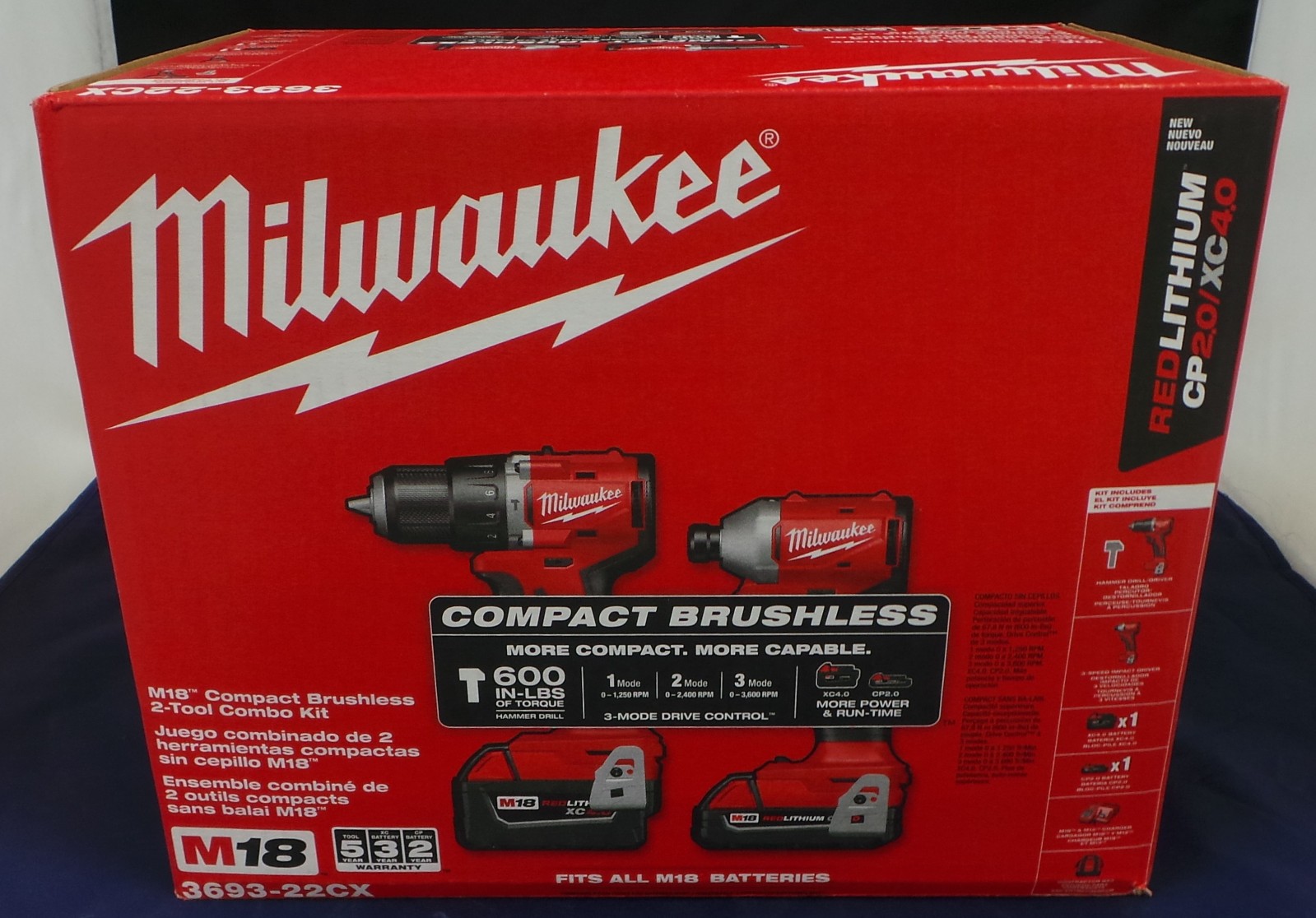 Milwaukee 3693-22CX M18 18V 2 Compact Brushless Cordless Tool Combo Kit NEW