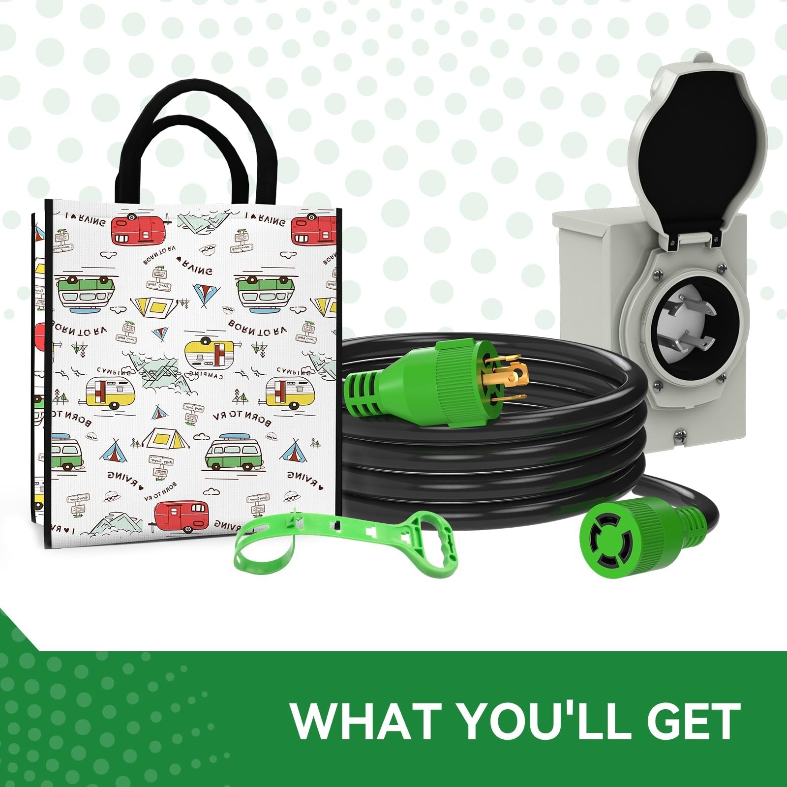 30FT 30 Amp Generator Cord & Power Inlet Box Combo Kit, Waterproof, ETL Listed