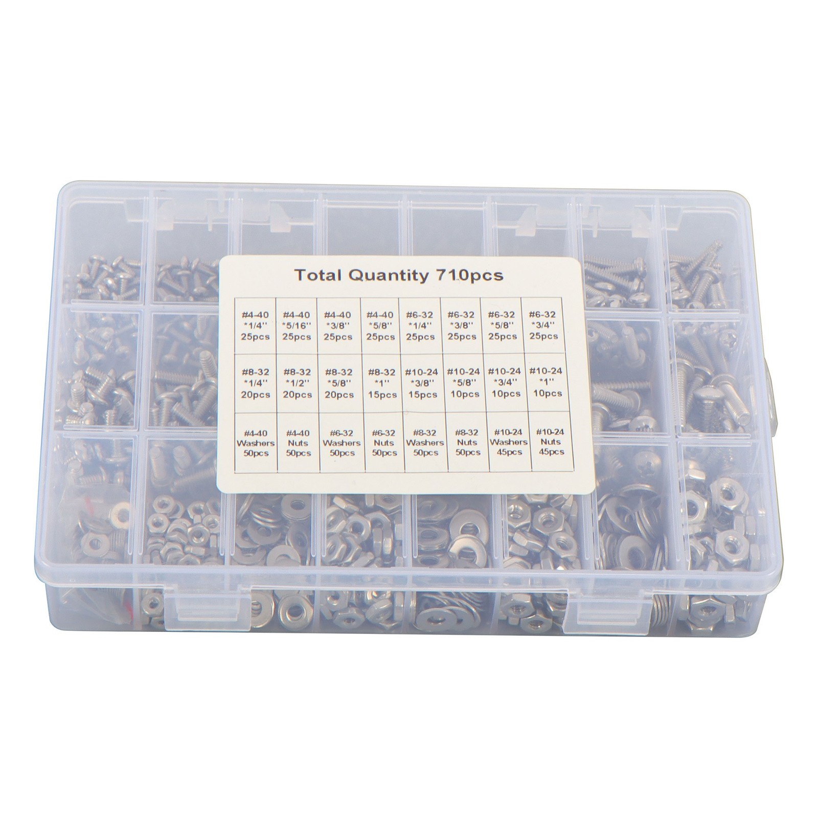 710pieces Machine Screw Assortment Assorted Nuts Bolts and Flat Washers Kit