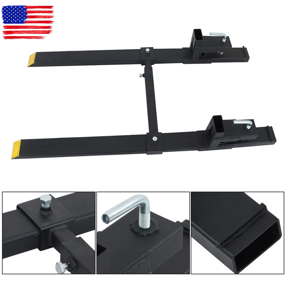 4000Lbs 60″ Tractor Clamp On Pallet Forks Bucket Quick Attach W/ Stabilizer Bar