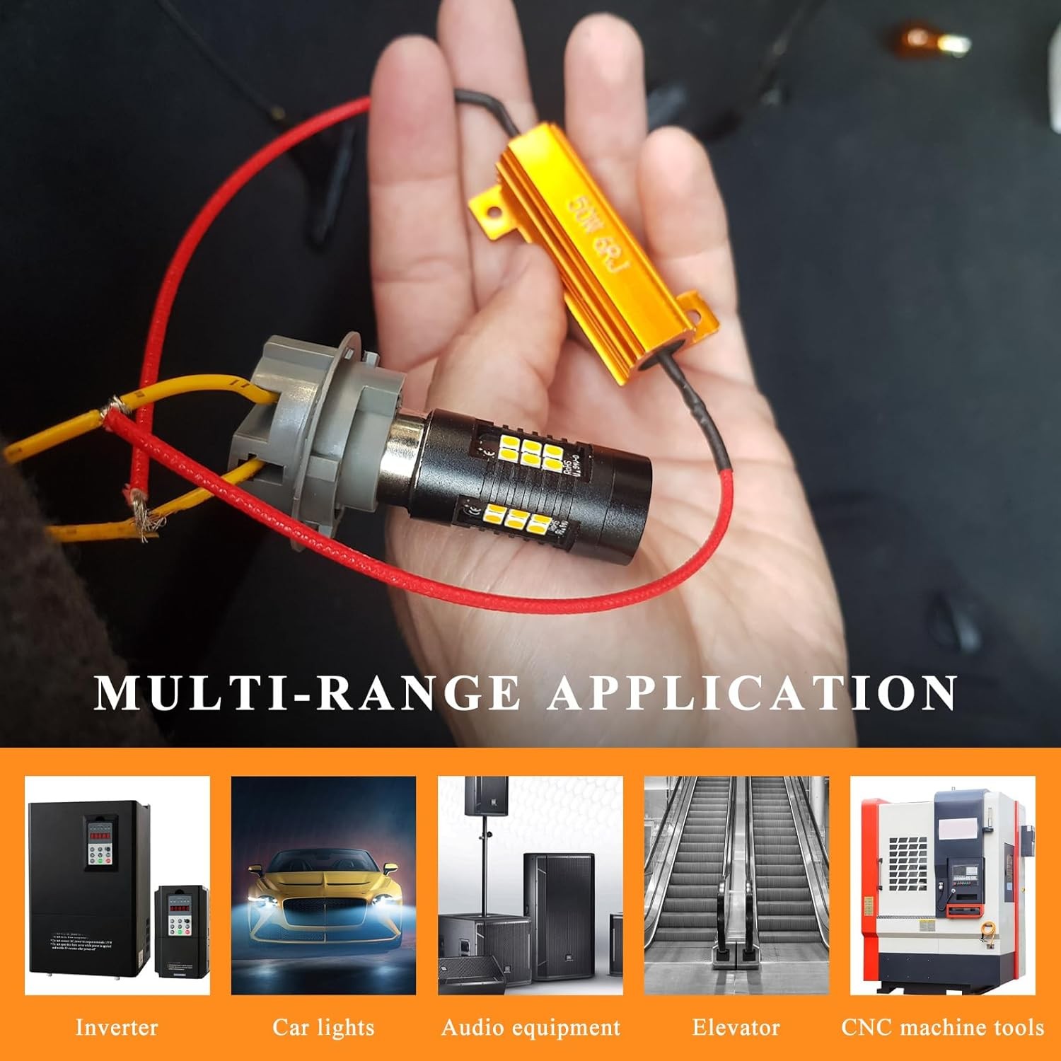 50W 6ohm LED Aluminum Load Resistors 2PCS Turn Signal Flasher Adaptor Resistor