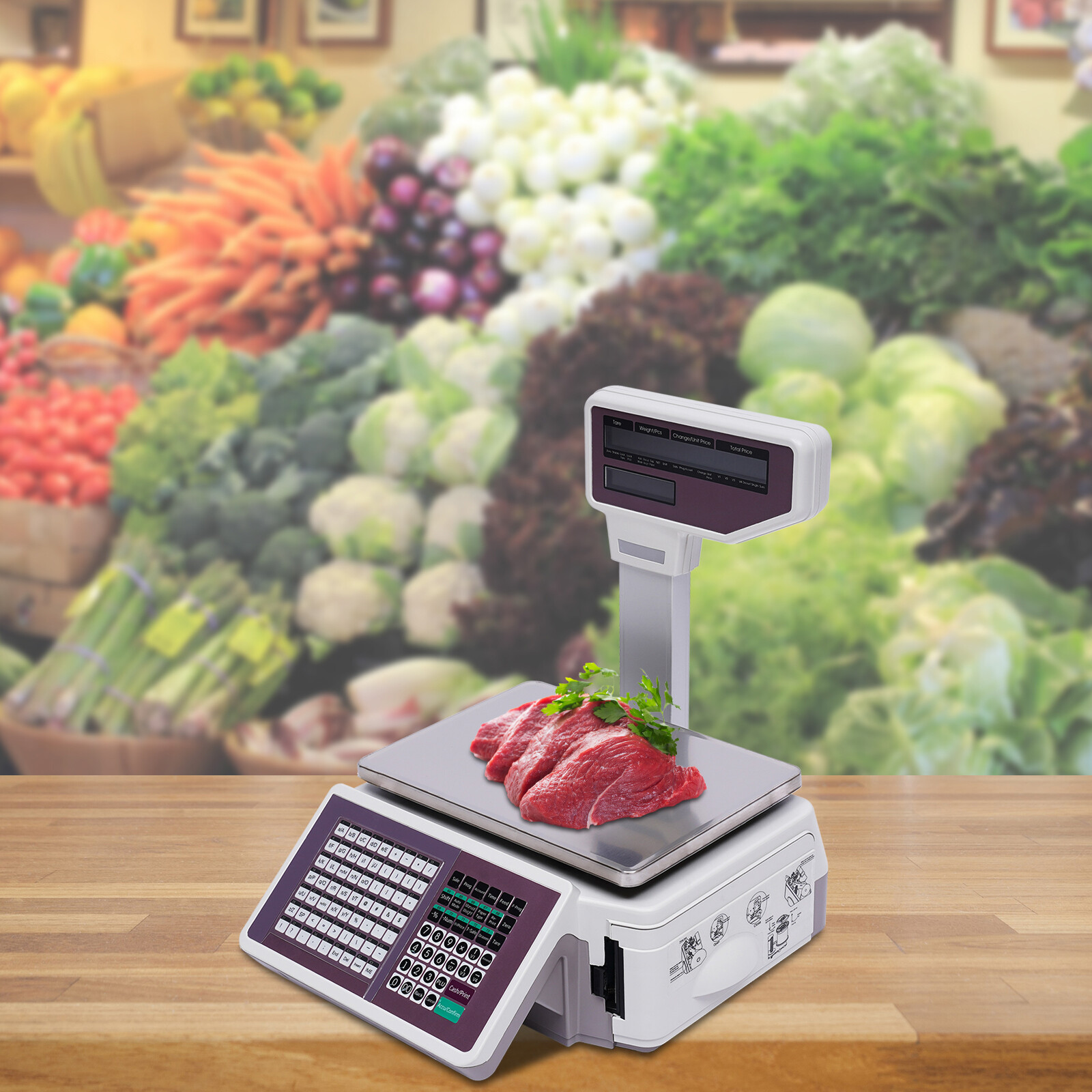 Commercial Digital Price Computing Scale with Thermal Label Printer Supermarket