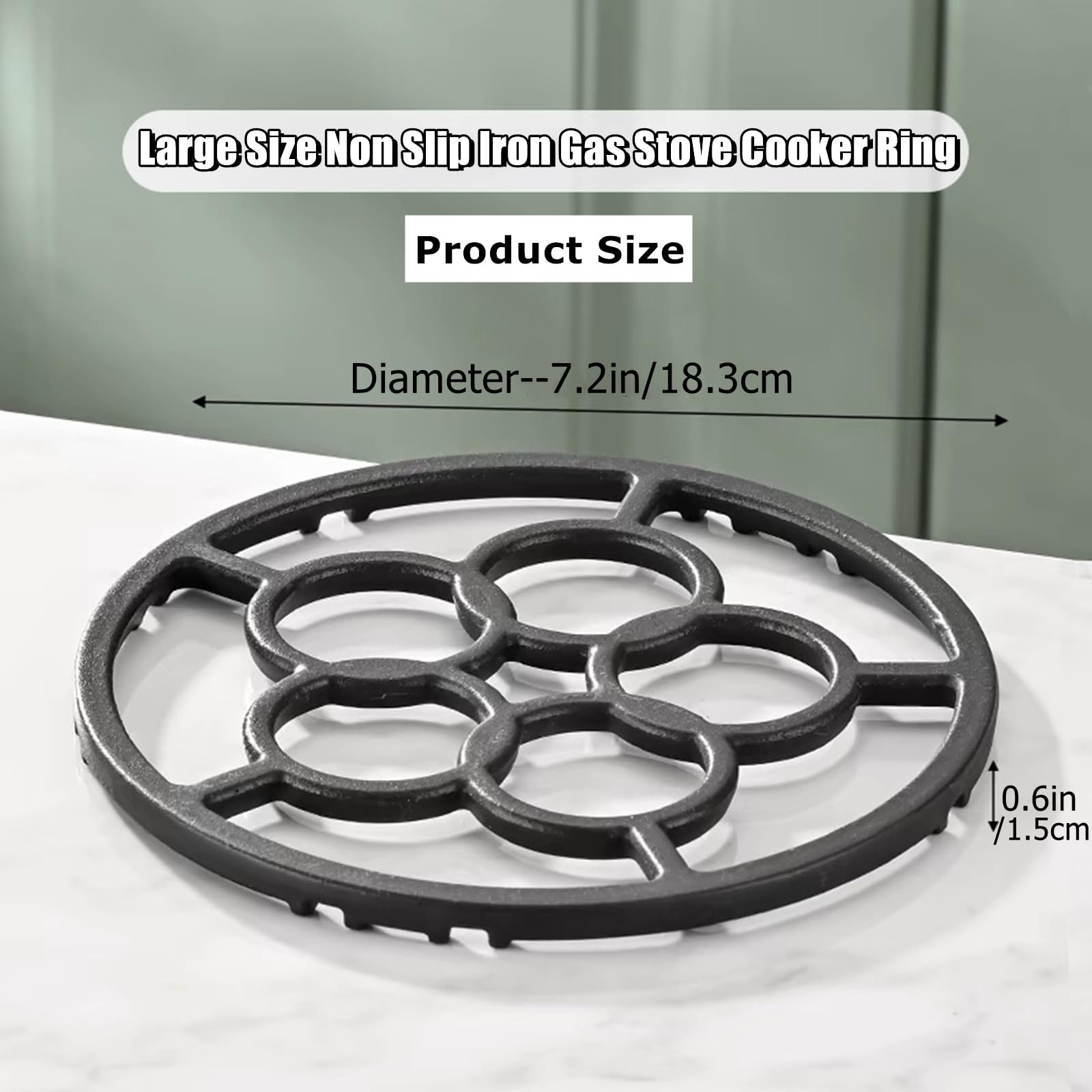 Cast Iron Wok Support Ring Stovetop Stand, Non Slip Gas Ring Reducer for Moka…