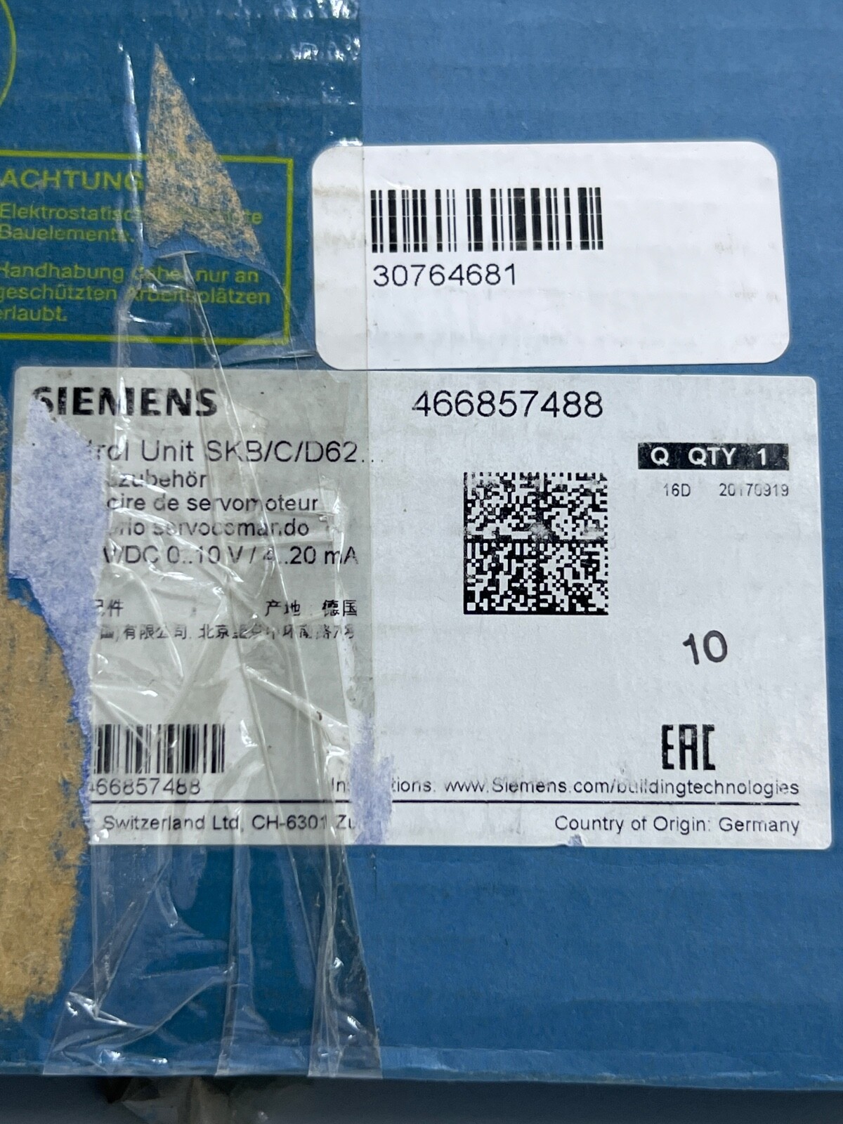 SIEMENS 466857488 CONTROL UNIT SKB/C/D62