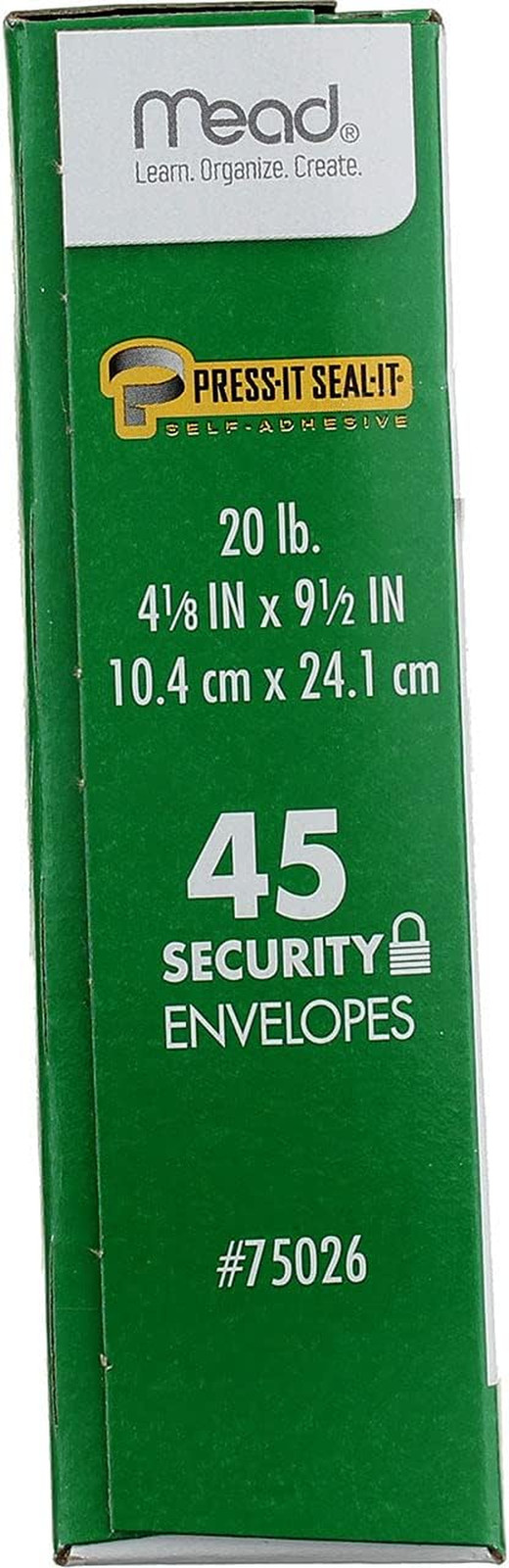 Press-It Seal-It No.10 Security Envelopes, 4.125 X 9.5-Inches, White, 45 Count,