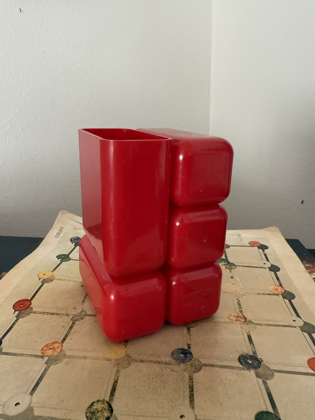 1970s Atomic HOF Red Drawer Desk Organizer, Made in Hong Kong, Set of 2, AS IS