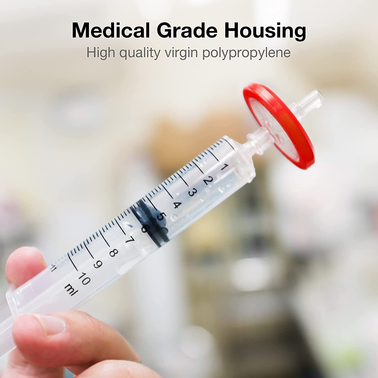 200pcs PTFE Syringe Filter 0.45μm,25mm–Hydrophobic,Non-Sterile–Solvent&Chemical