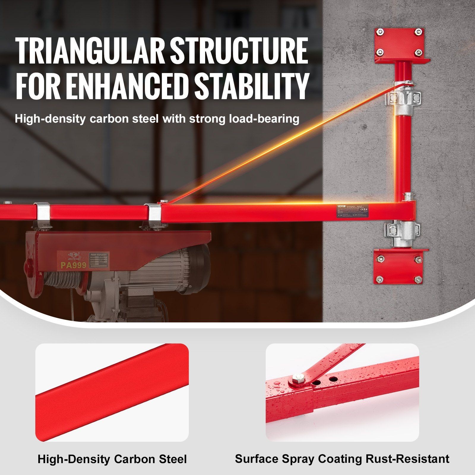 Electric Hoist Support Arm 660LBS Capacity 180 Degree Swivel for Workshop Garage