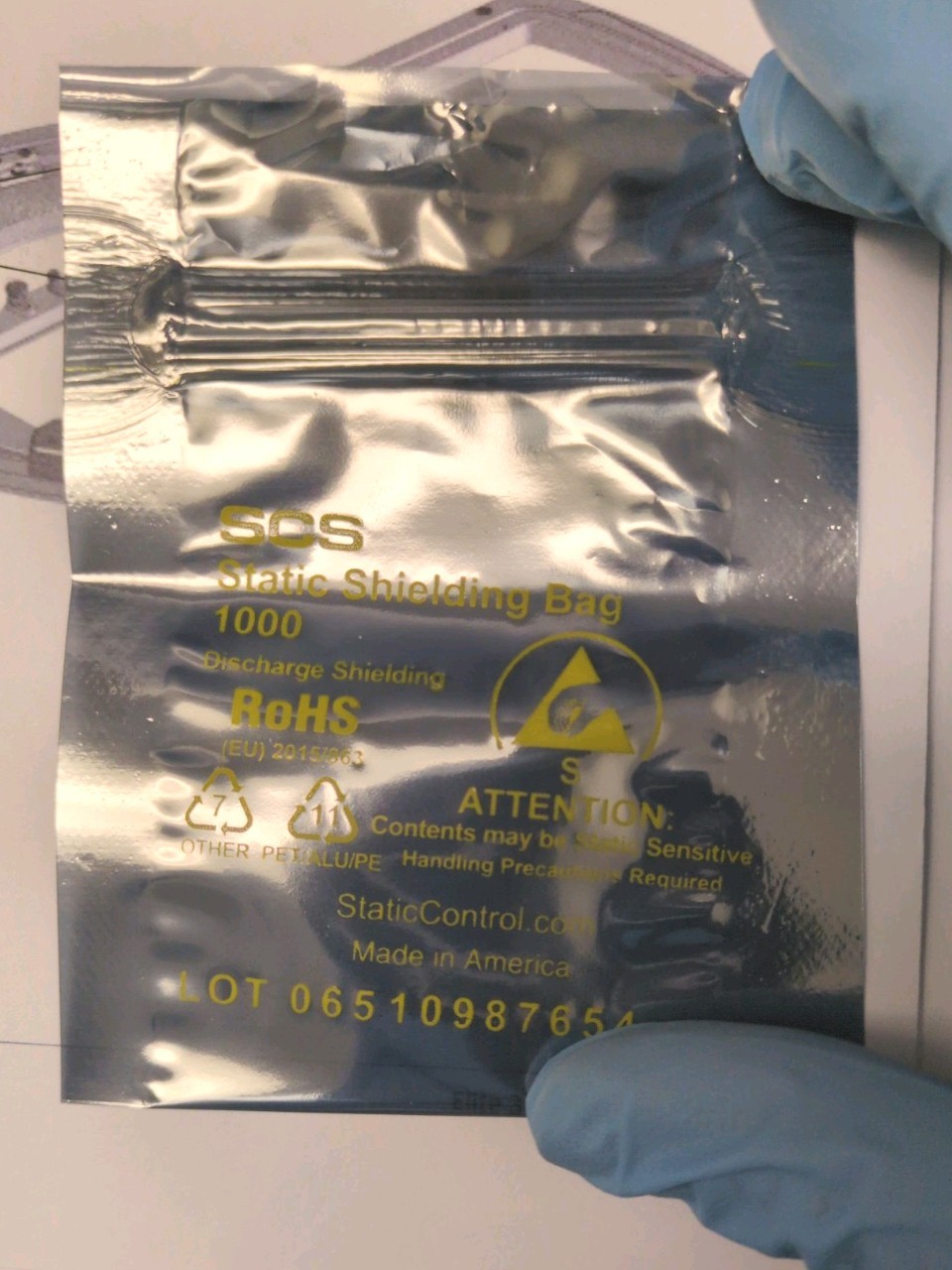 3″x4″ Zip Top SCS Static Shielding Bag 1000 Anti-Static RoHS Made in America