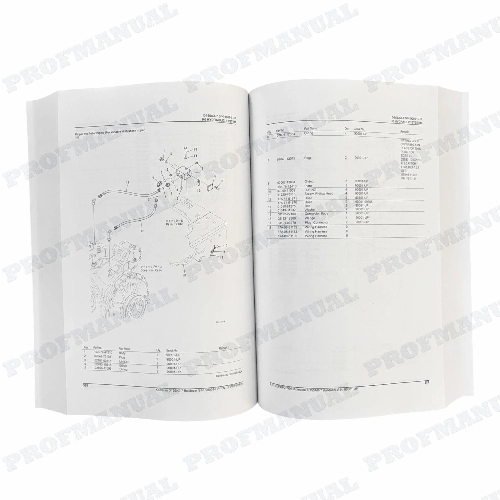 Komatsu D155AX-7 Bulldozer Parts Catalog Manual SN 90001-UP