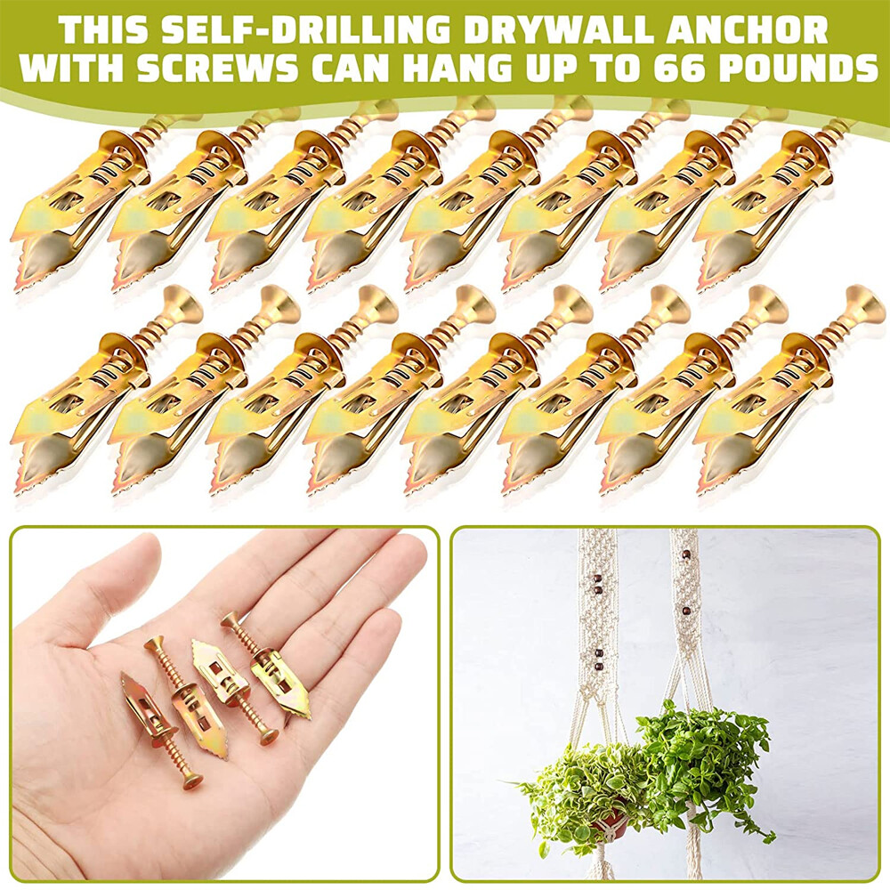50PCS Self Drilling Drywall Anchors Screws Hollow Wall Anchor Expansion Kit