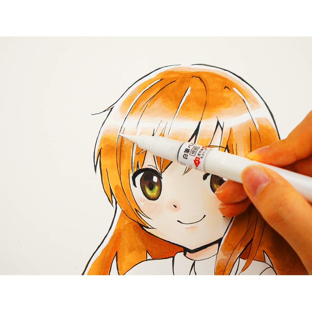 Kuretake Zig Fude Brush Pen, Fine tip marker, White Ink Office Product