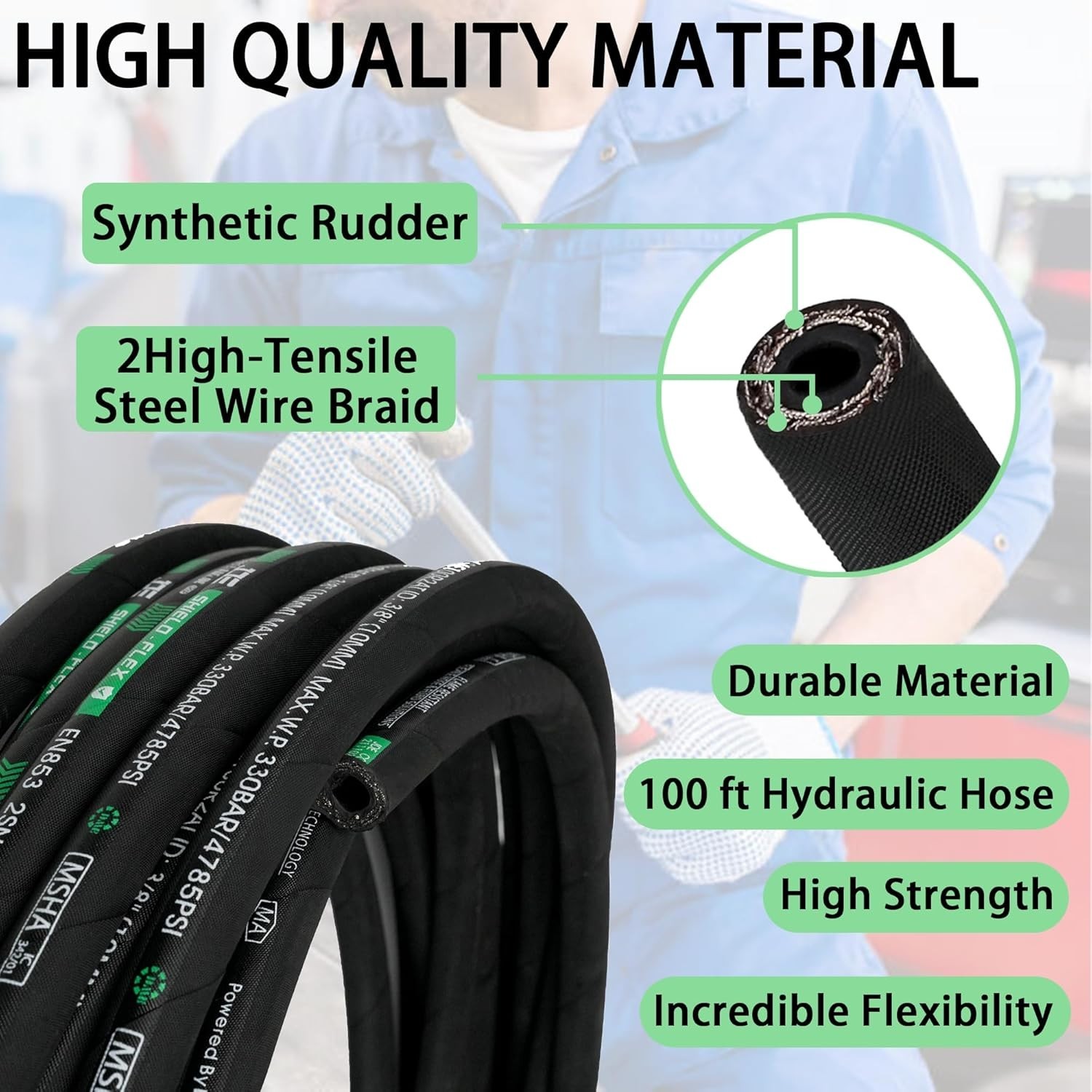 100ft 1/4 hydraulic hose 20PCS 1/4 NPT Male & JIC 37° Female Hose Fitting