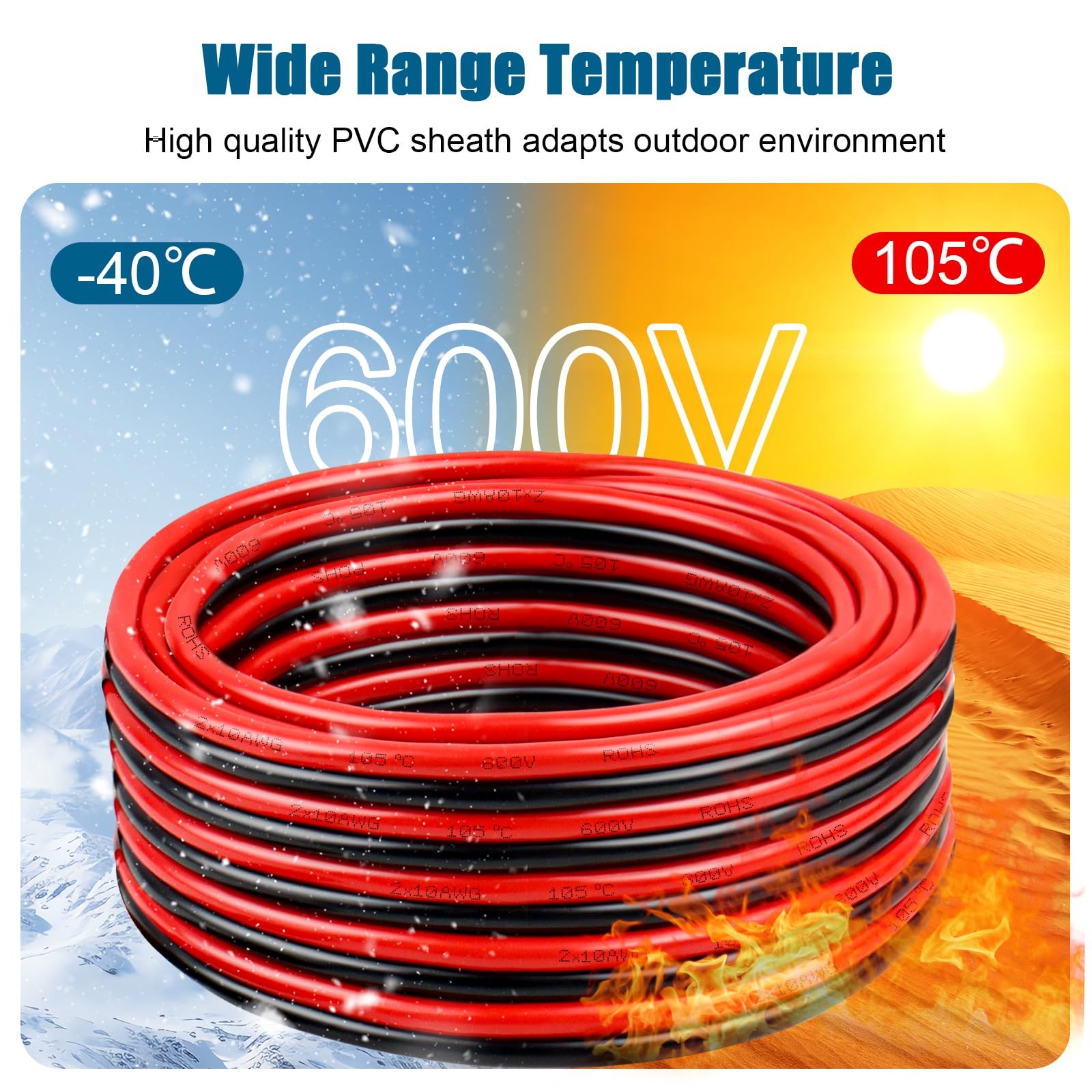 8 Gauge Wire 2 Conductors Copper Wire, 8 AWG Battery Cable Oxygen Free Copper…