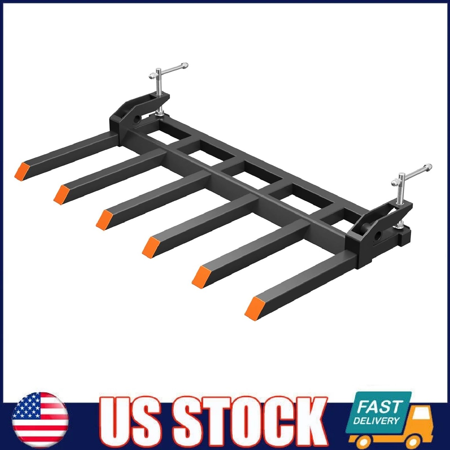 Clamp-On Debris Forks for 60″ Tractor Bucket Heavy Duty 4400 LBS ,6 Fork Tines