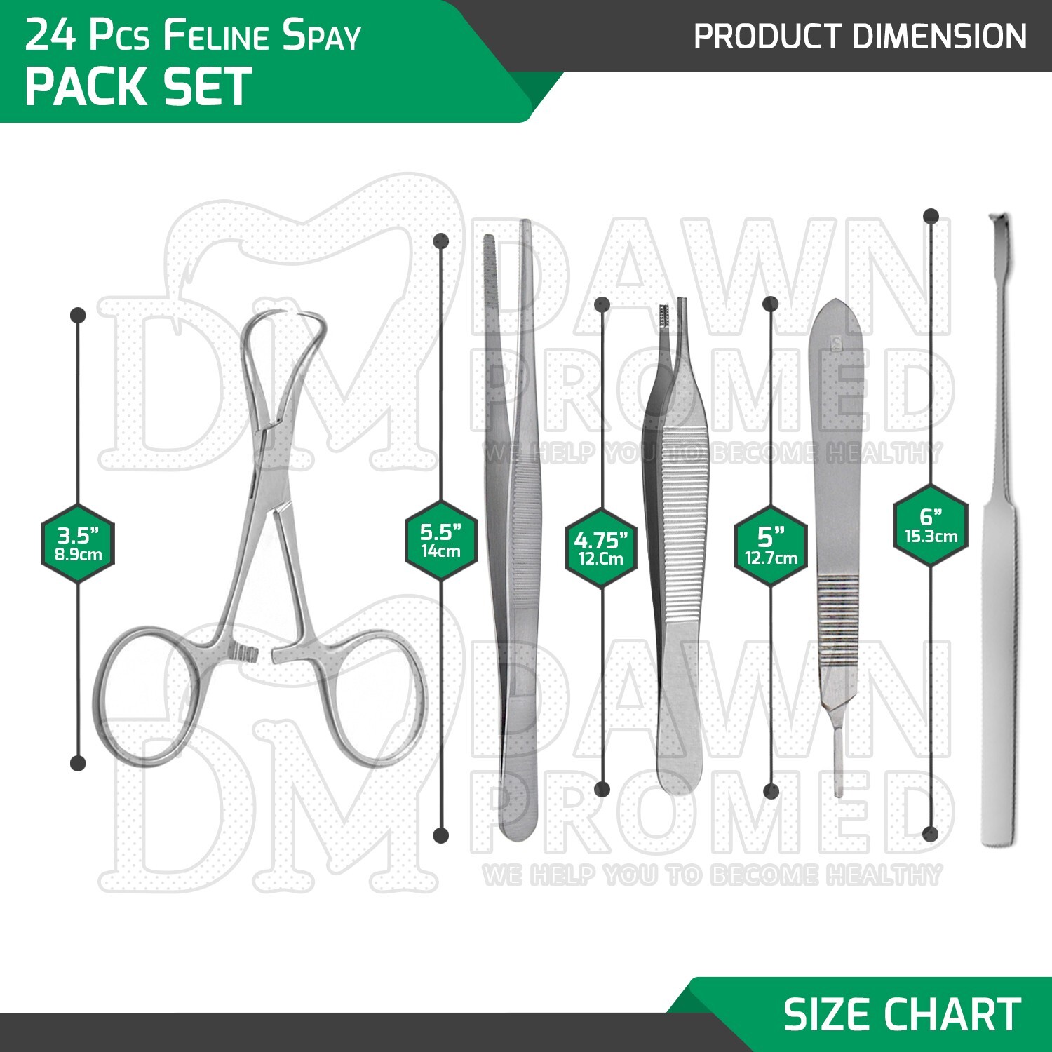 24 Pcs Canine and Feline Spay Neuter Surgery Set Veterinary Instrument German Gr