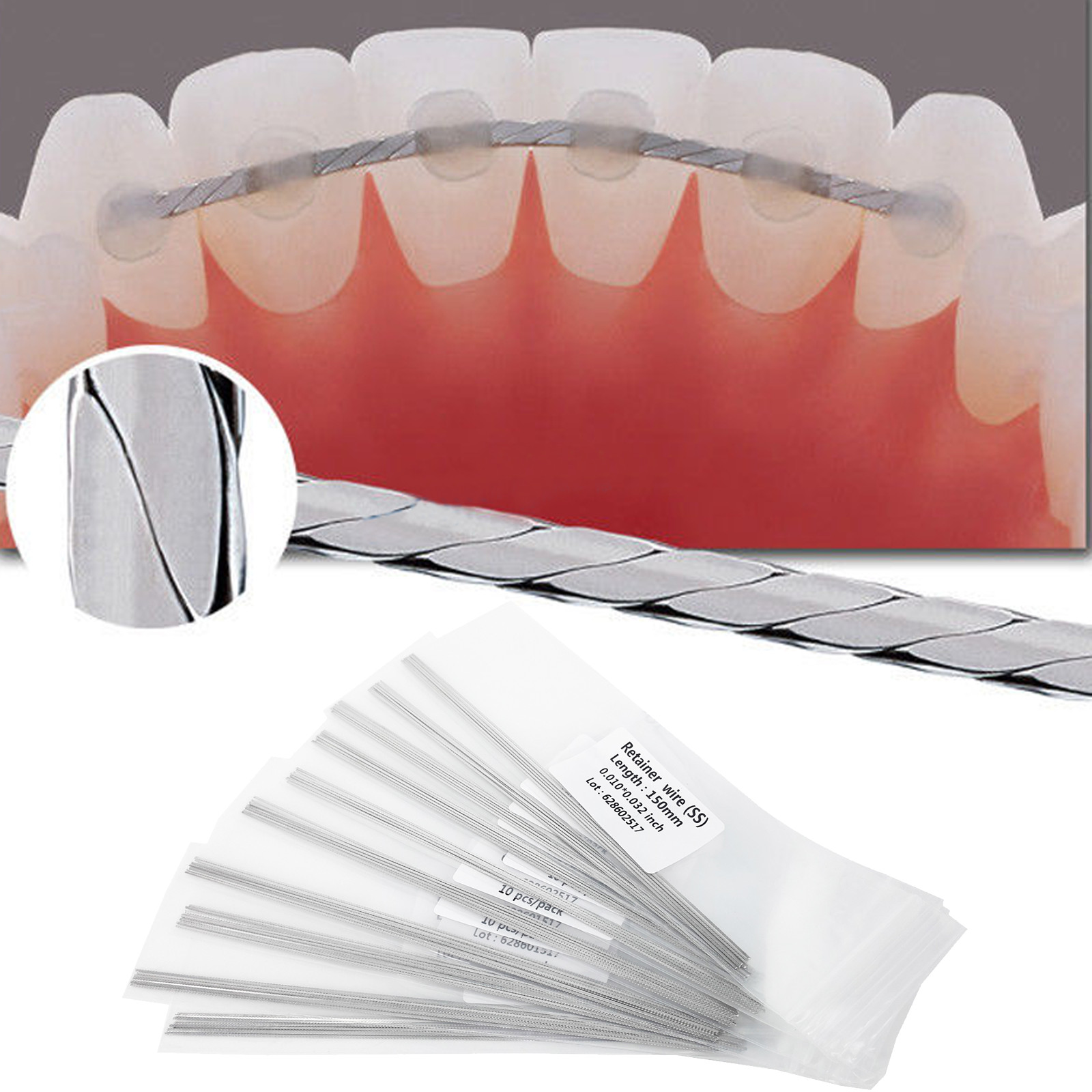 10 Pcs Dental Orthodontic Flat Strand Stainless Steel Lingual Retainer Wire